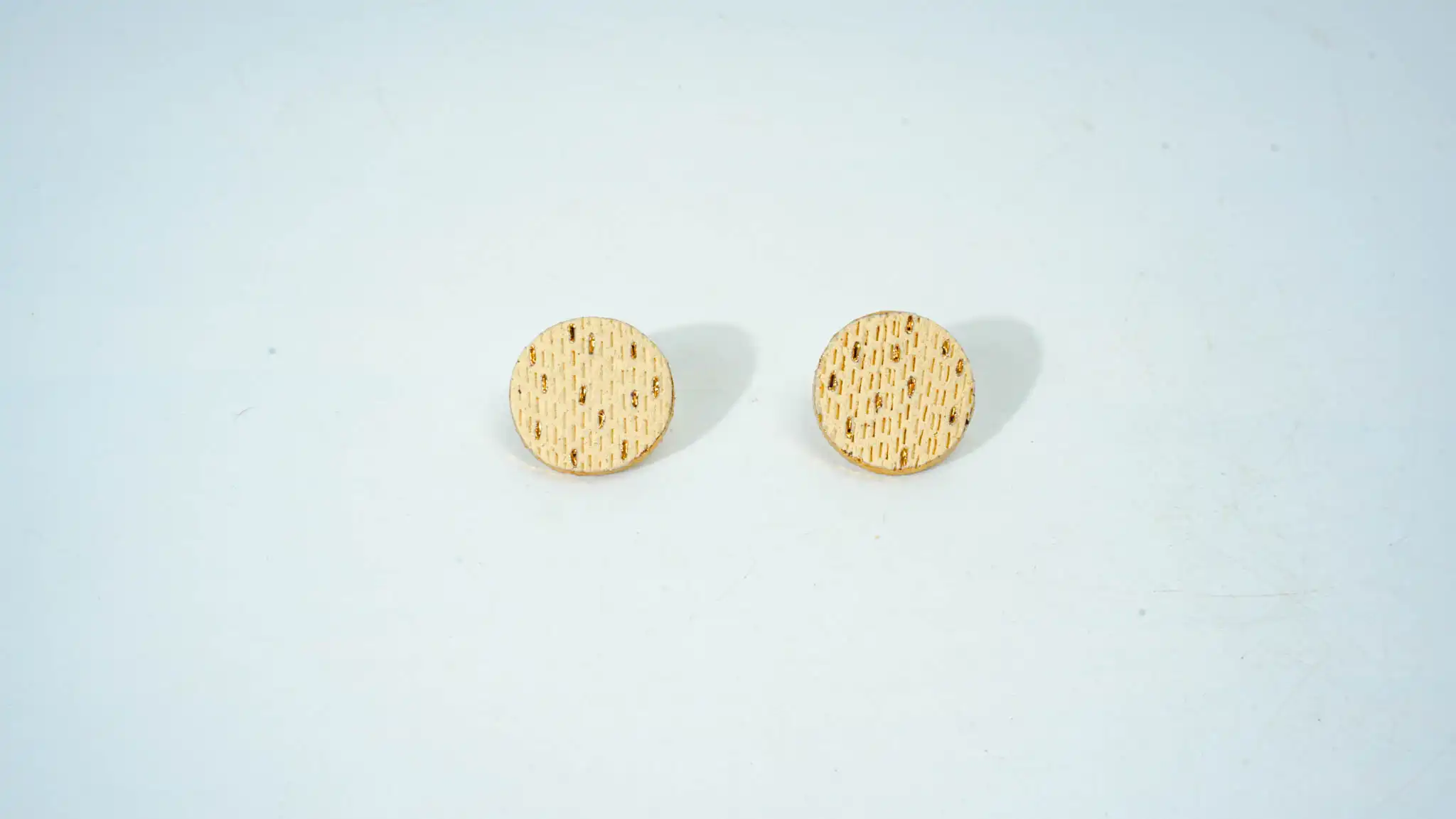 Half-Glazed Speckled Gold Round Ceramic Earrings