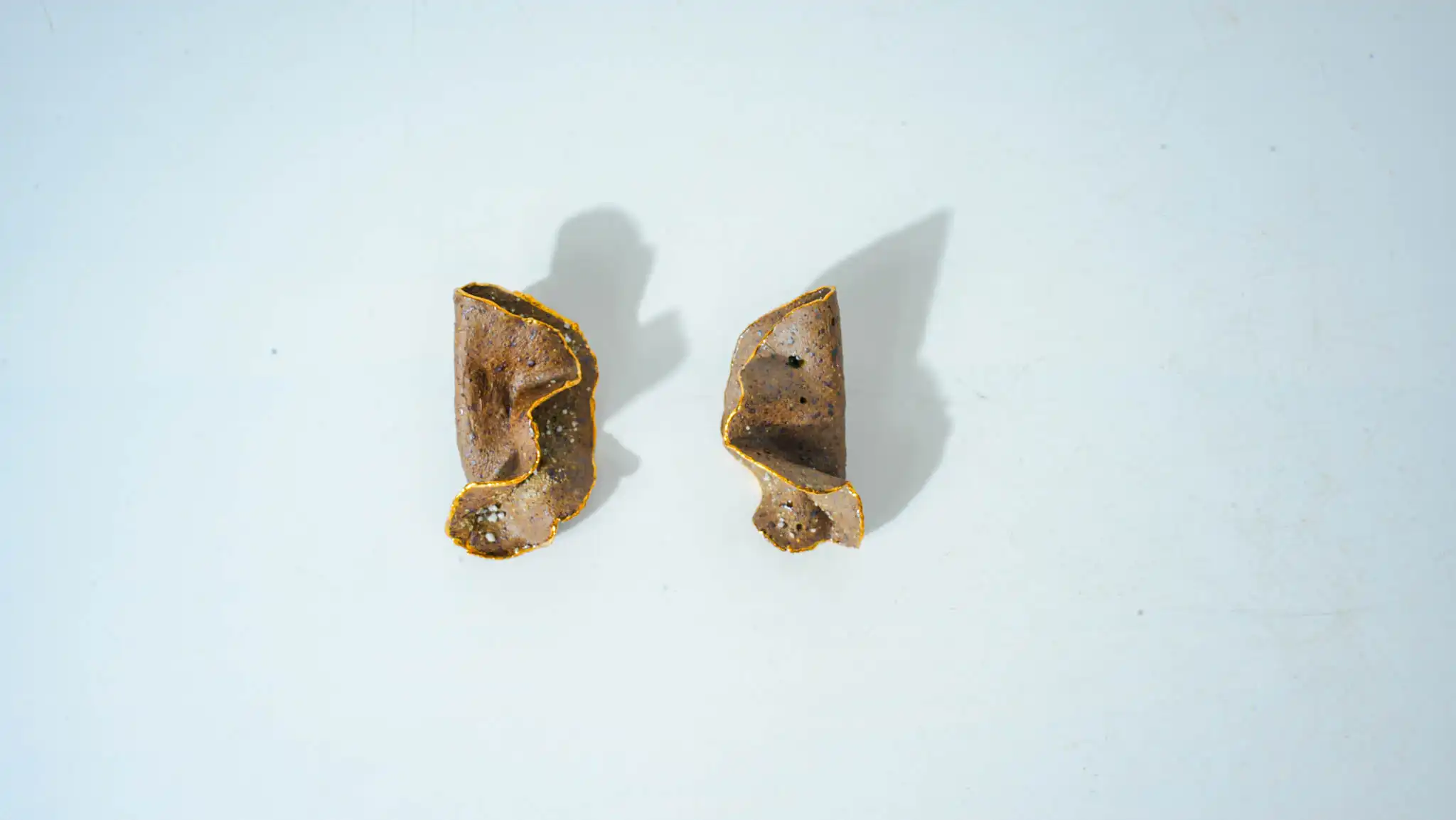 Half-Glazed Dried Leaf Ceramic Earrings