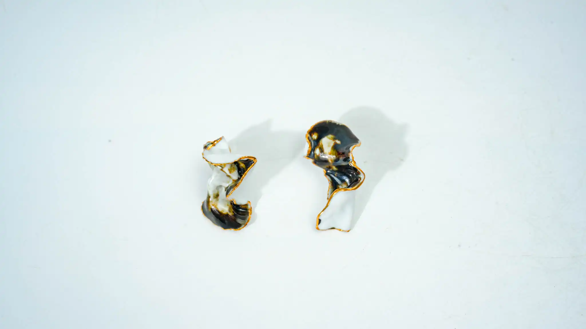 Kiln-Glazed Gradient Black Irregular Ceramic Earrings