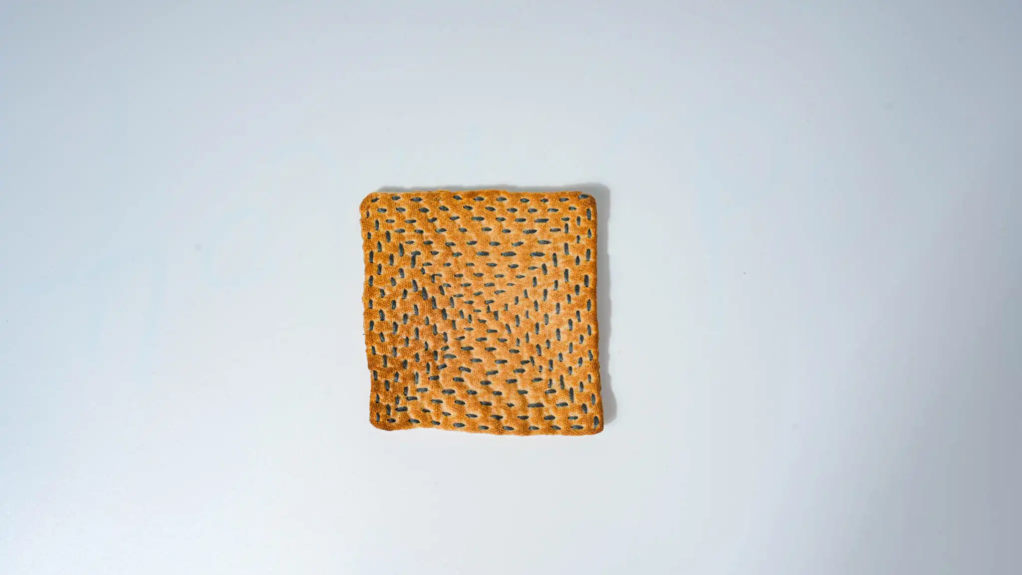 Sashiko Embroidered Square Coaster (Brown)