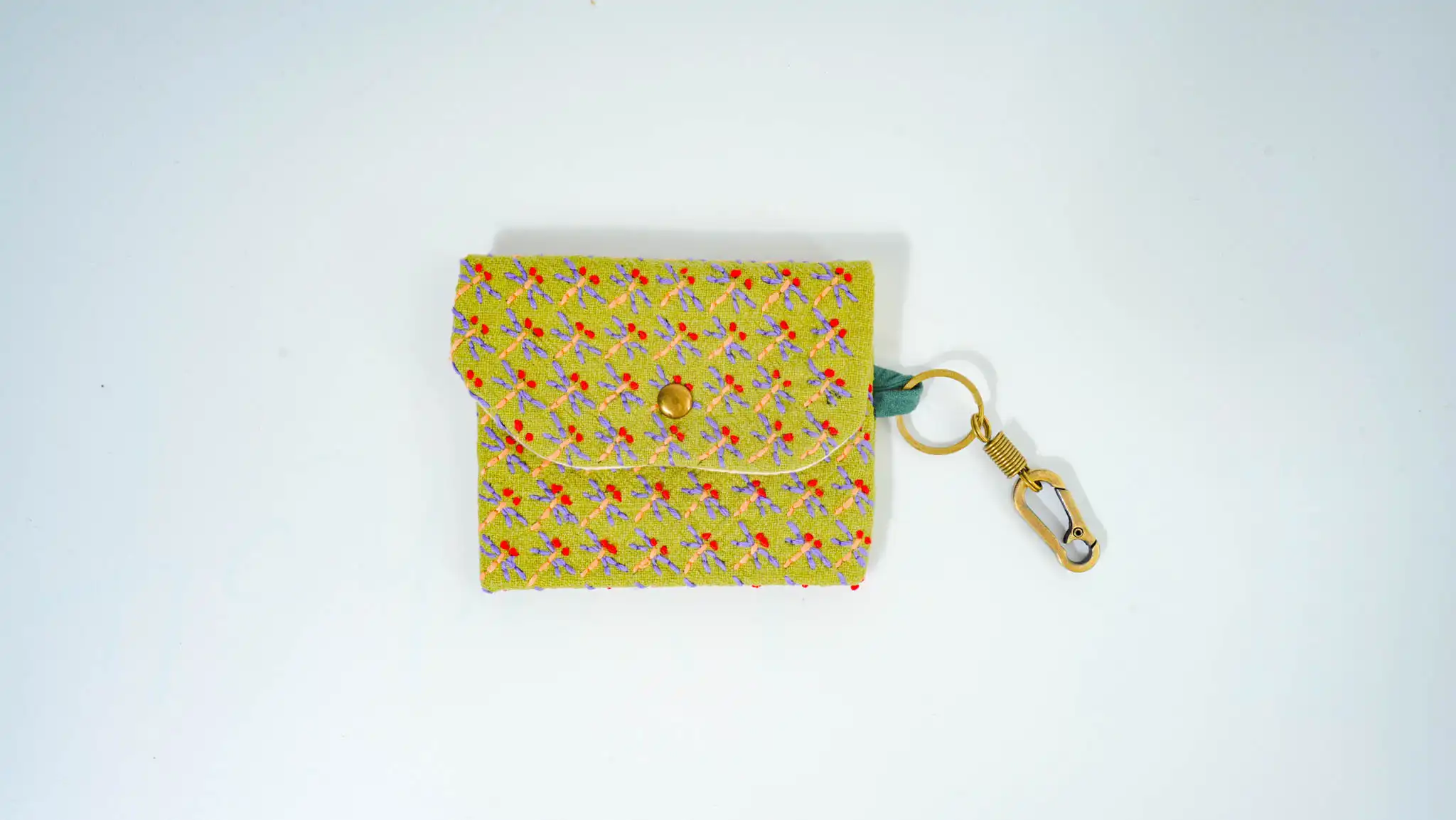 Sashiko Embroidered Passport Holder - Dragonfly