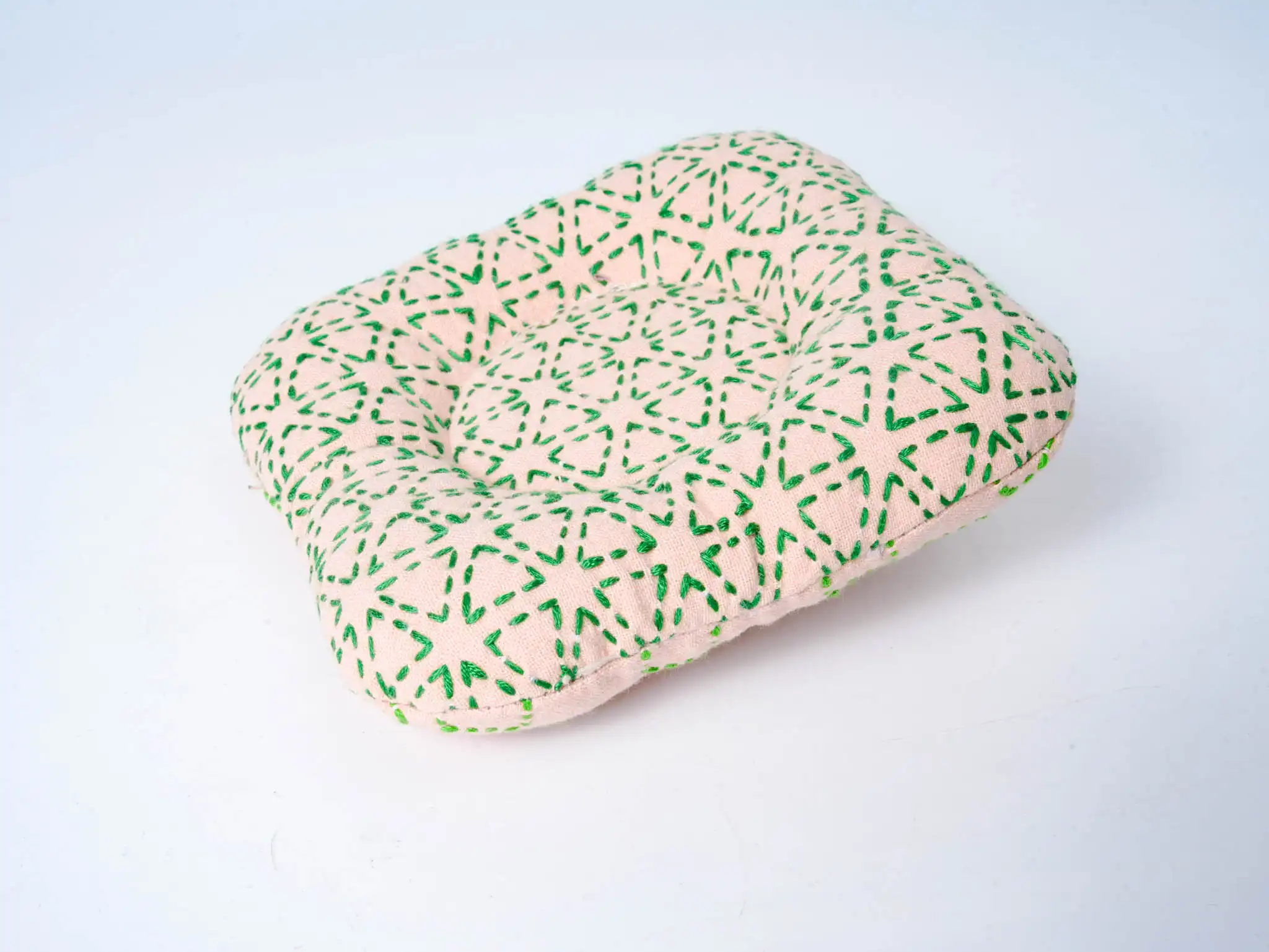 Sashiko Embroidered Pot Holder - Triangle Stitch Pattern