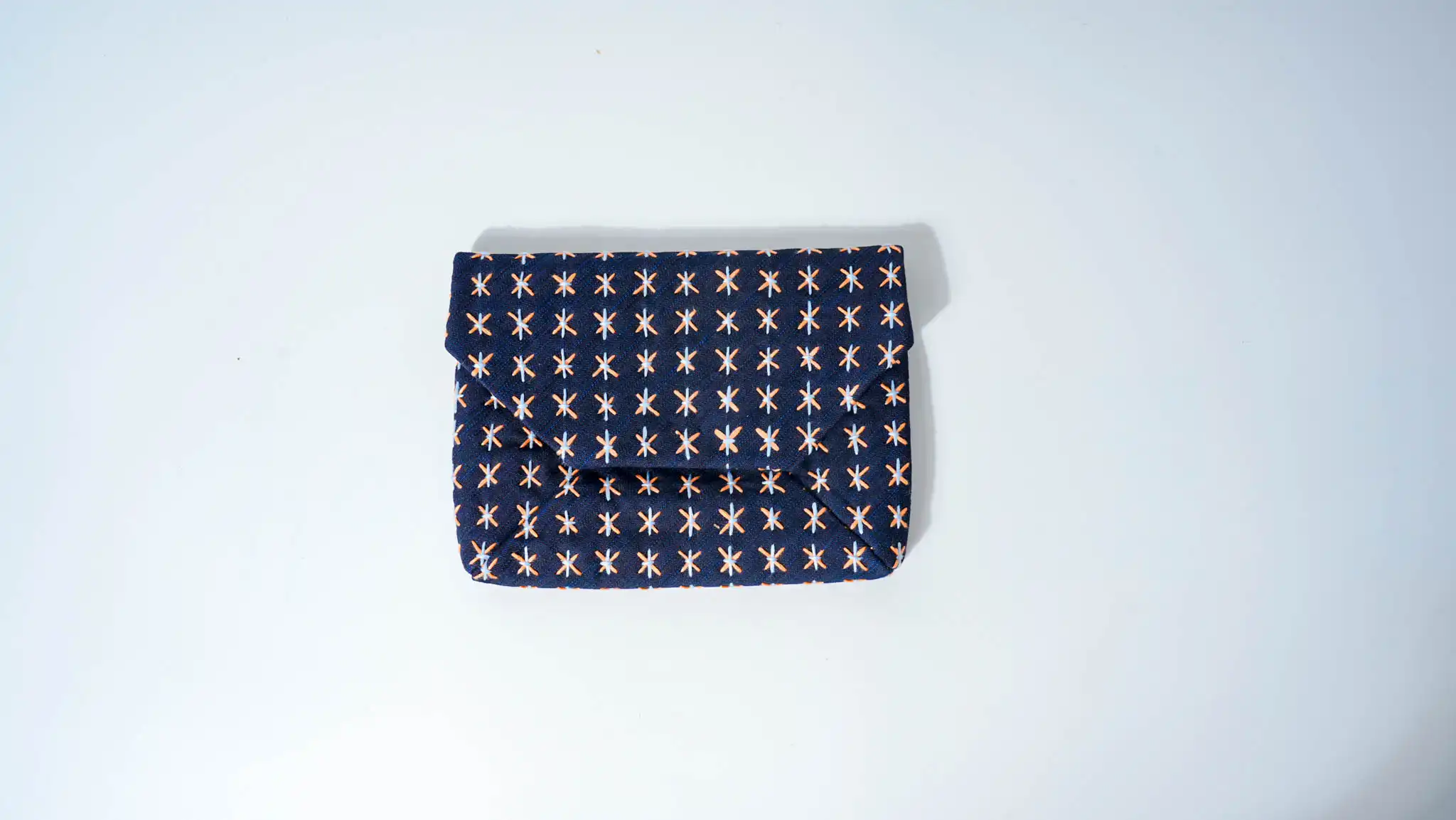 Sashiko Embroidered Envelope Pouch