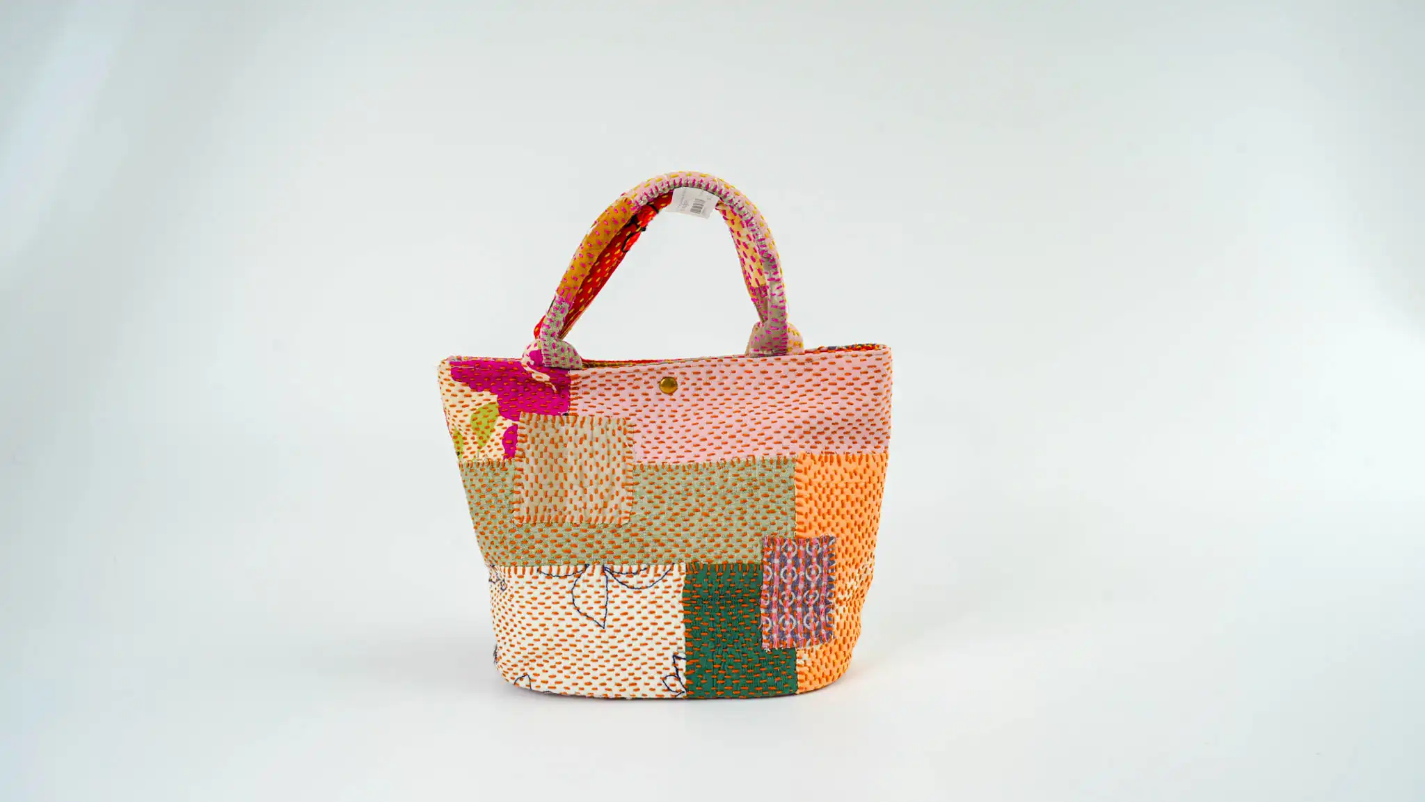 Sashiko Embroidered Market Basket Bag