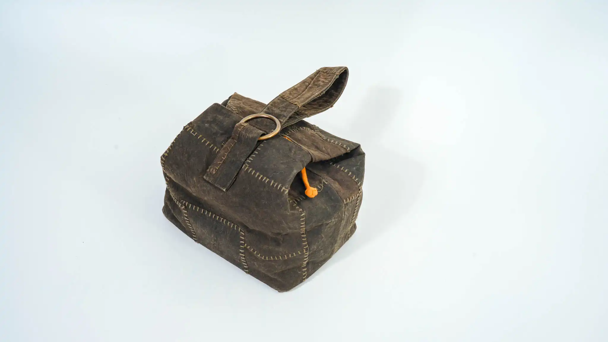 Sashiko Embroidered Persimmon-Dyed Tea Room Bag