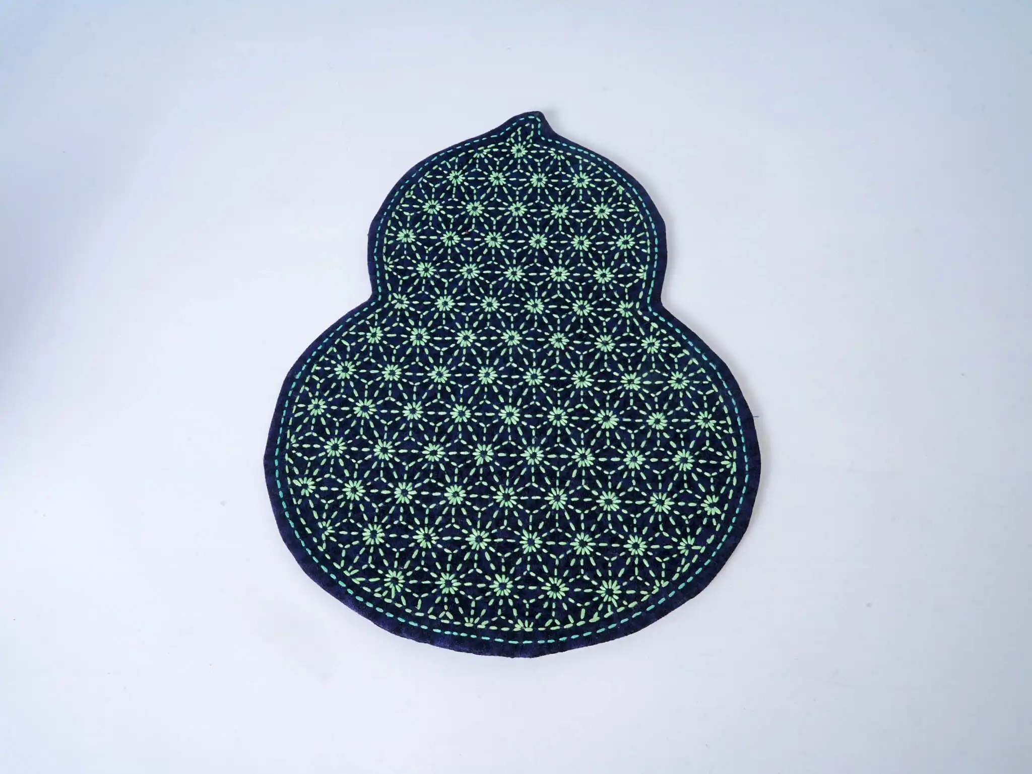 Sashiko Embroidered Gourd Mat