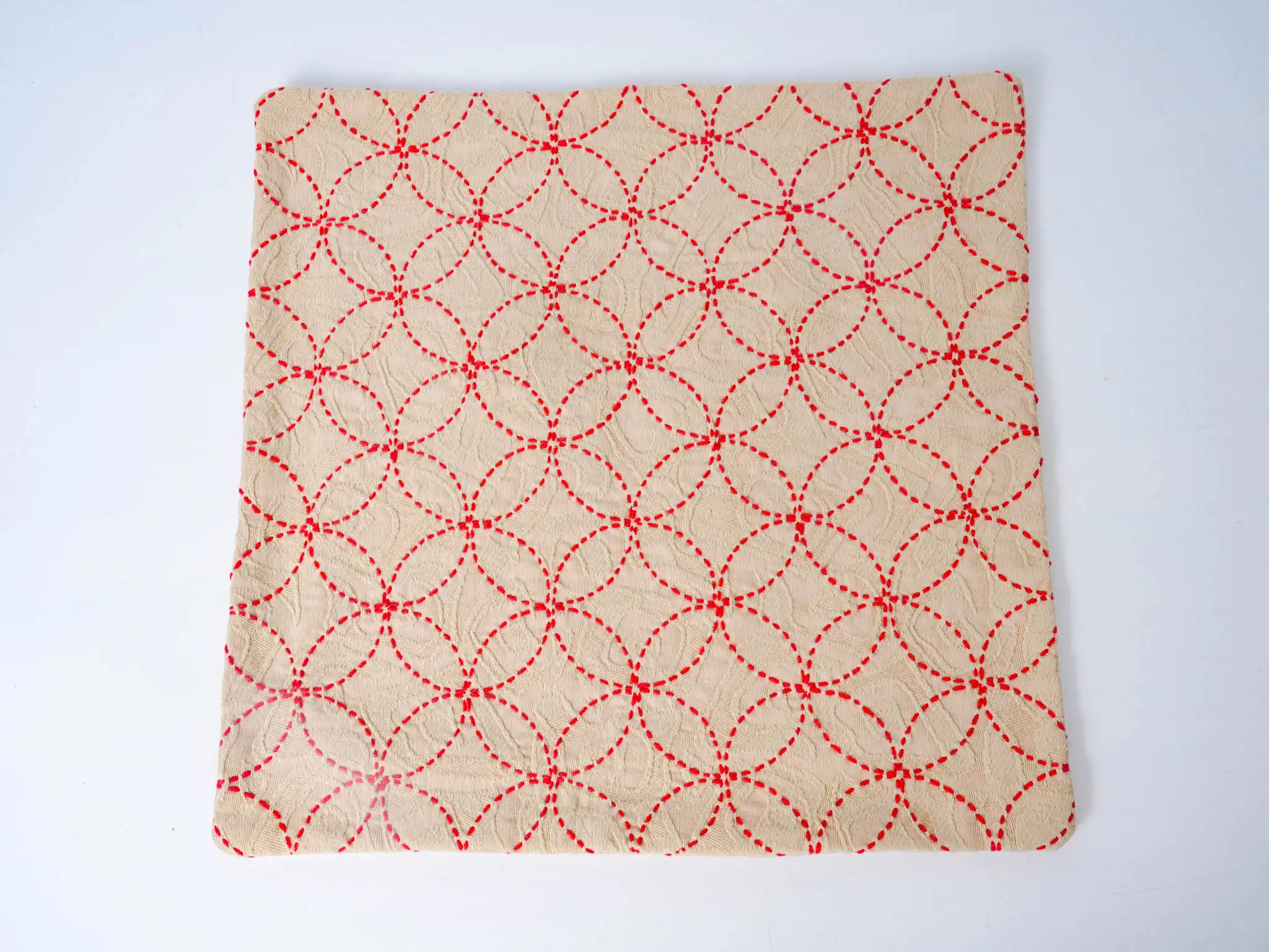 Sashiko Embroidered Coin Pattern Square Mat