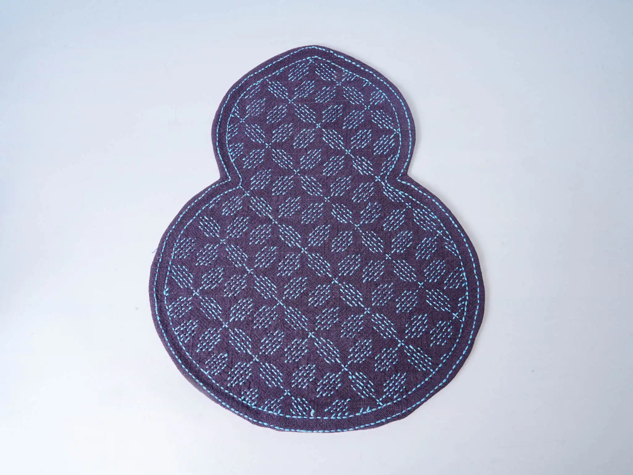 Sashiko Embroidered Gourd Tea Mat