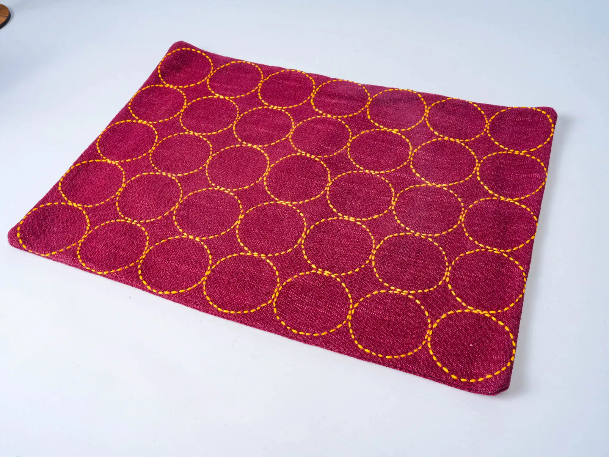Sashiko Embroidered Circle Host Mat