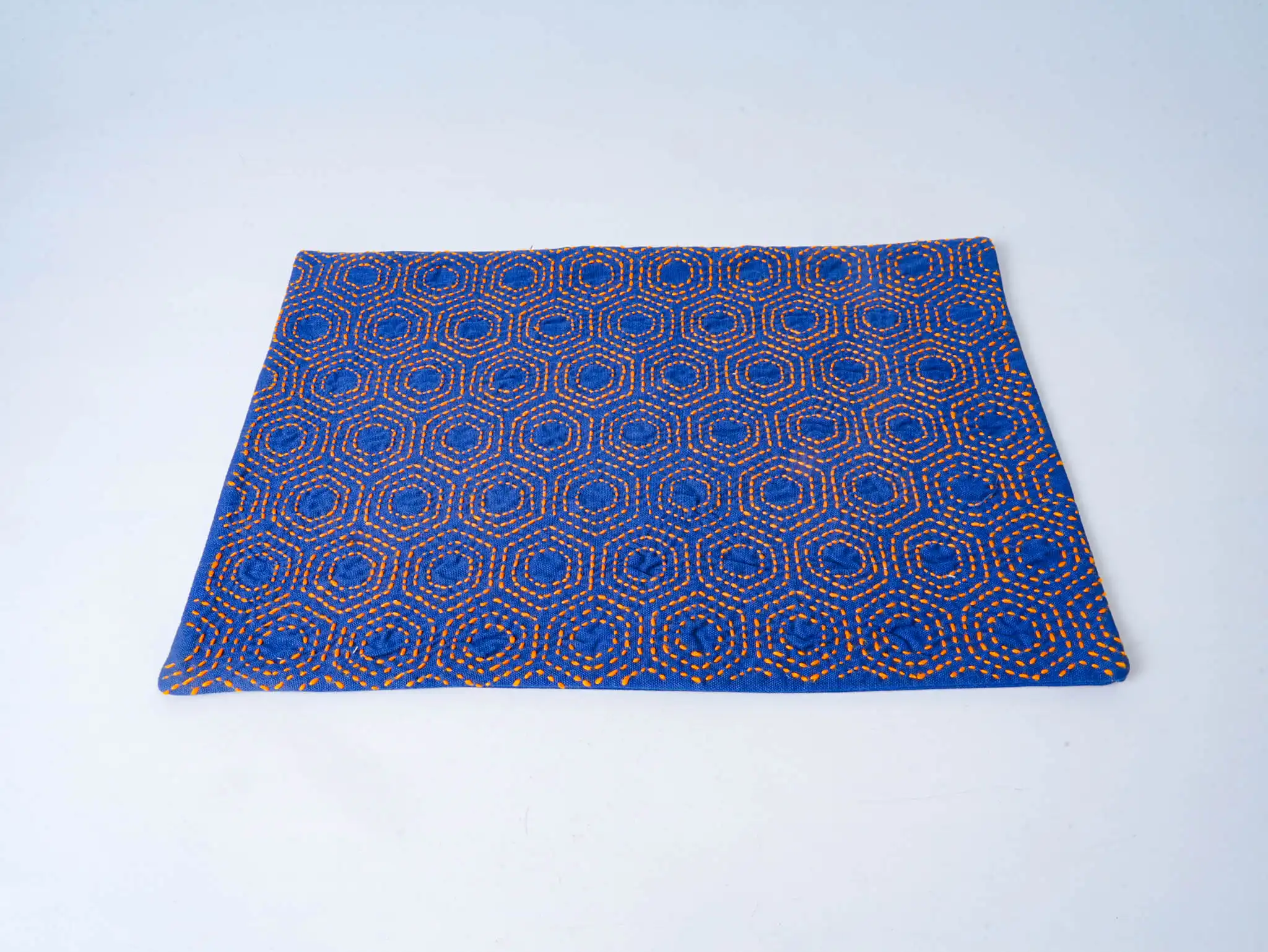 Sashiko Embroidered Turtle Shell Pattern Mat