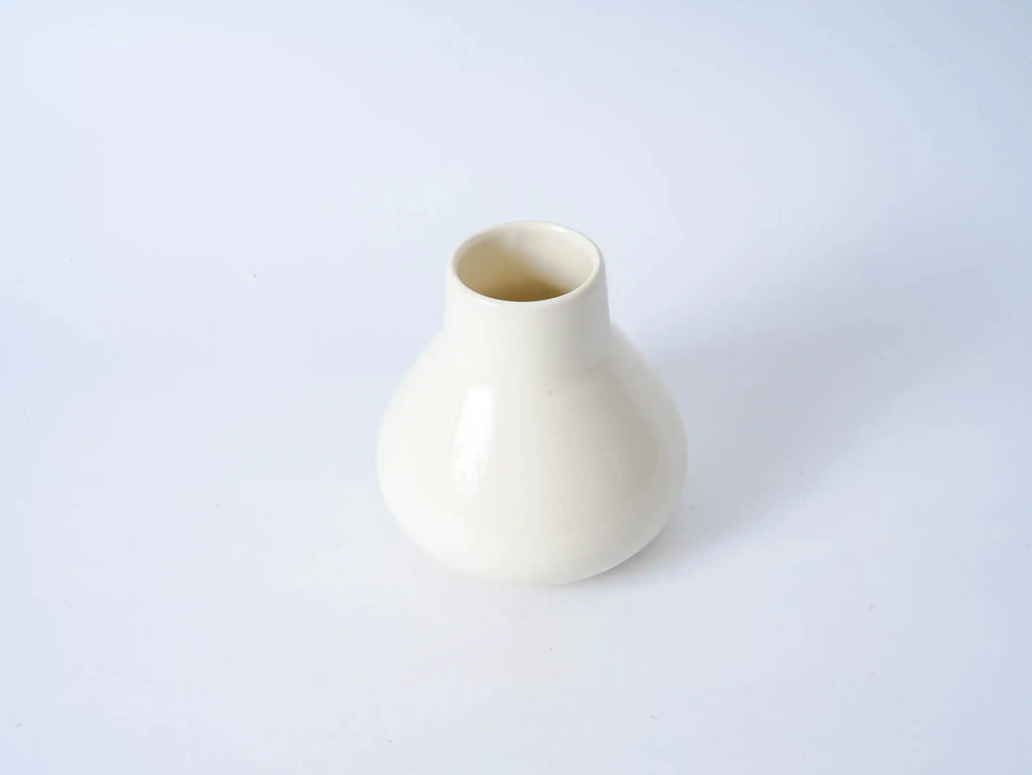 Glossy Coconut White Round-Belly Vase