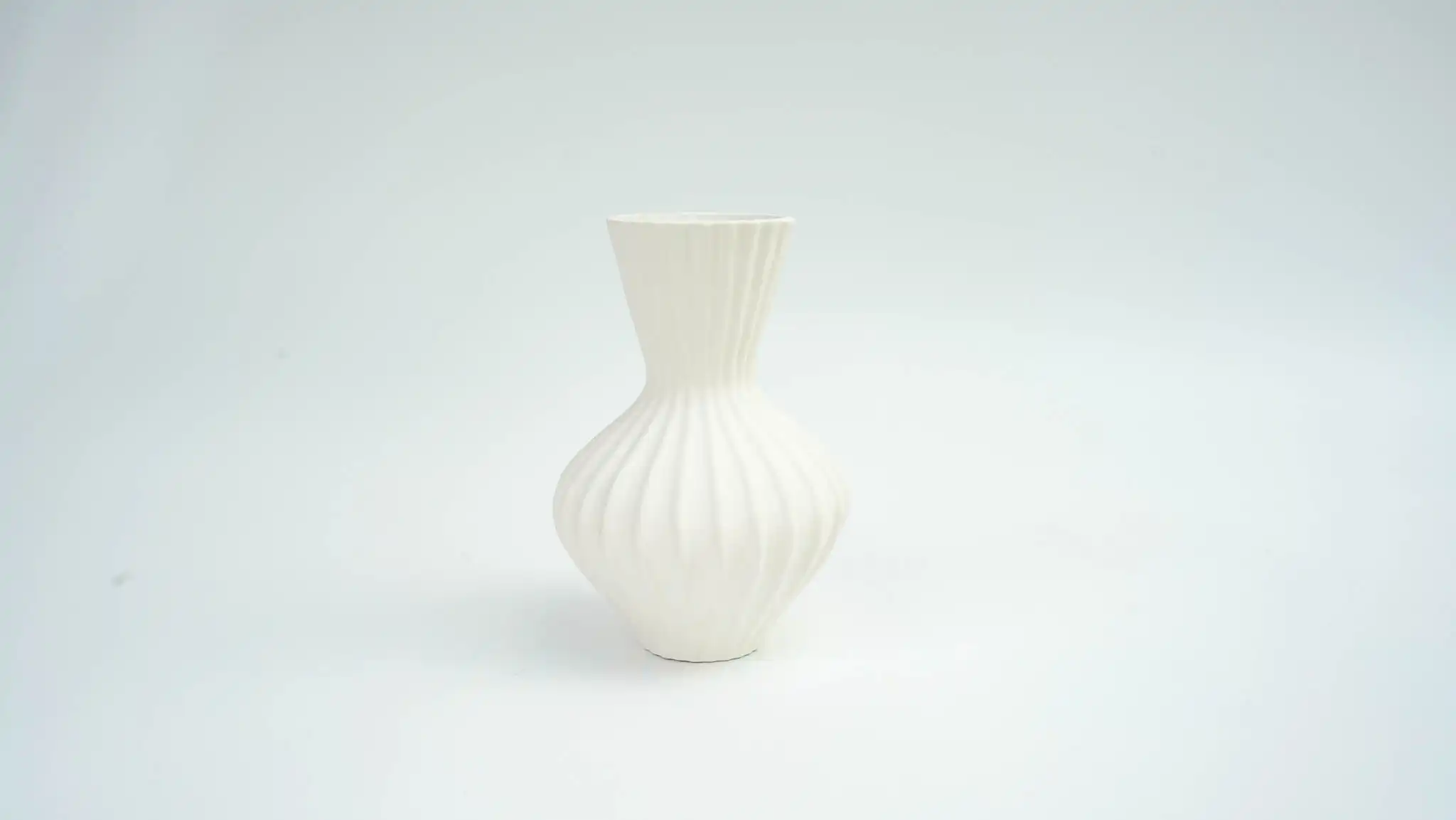 Vintage Striped Vase Matte Pearl White, Medium