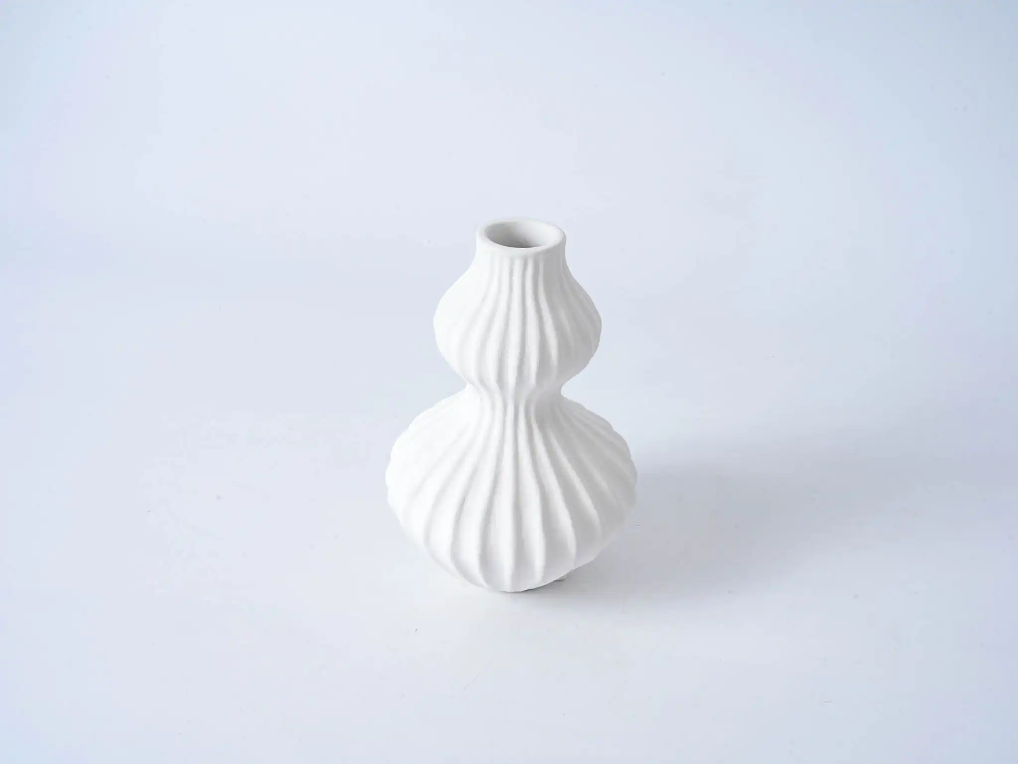 Vintage Striped Vase Matte Pearl White, Small