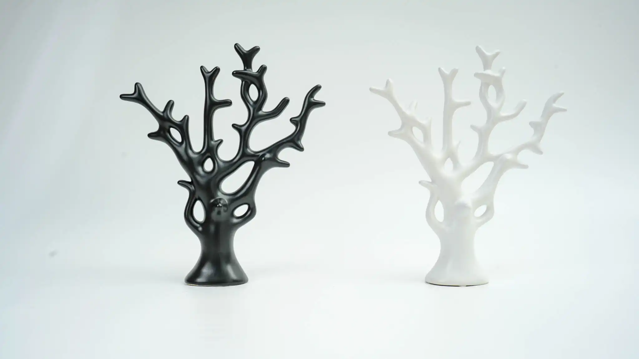 Matte Black and White Money Tree Vase Set