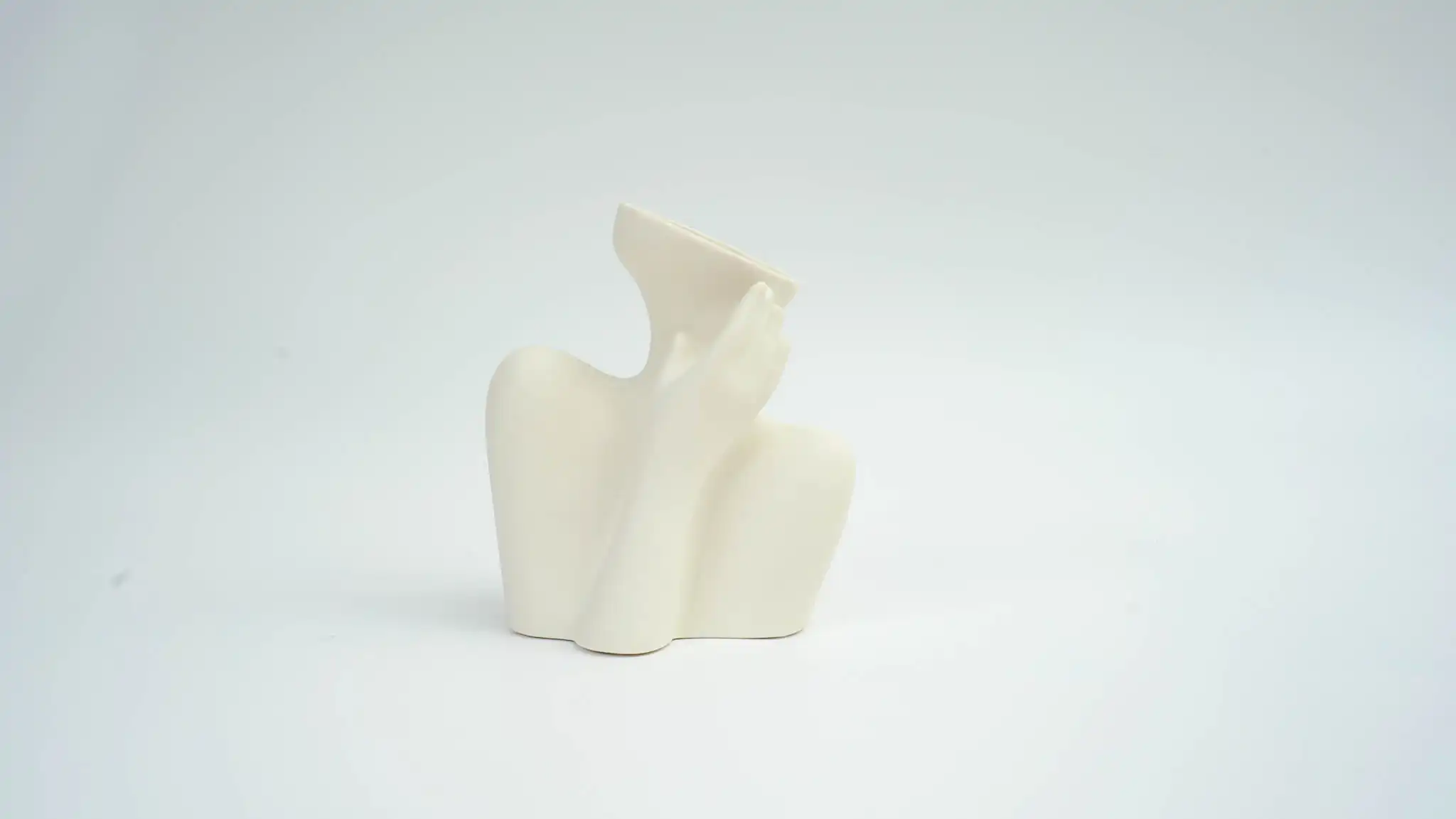 Half-Body Figurative Vase Unglazed eck-Hold Pose