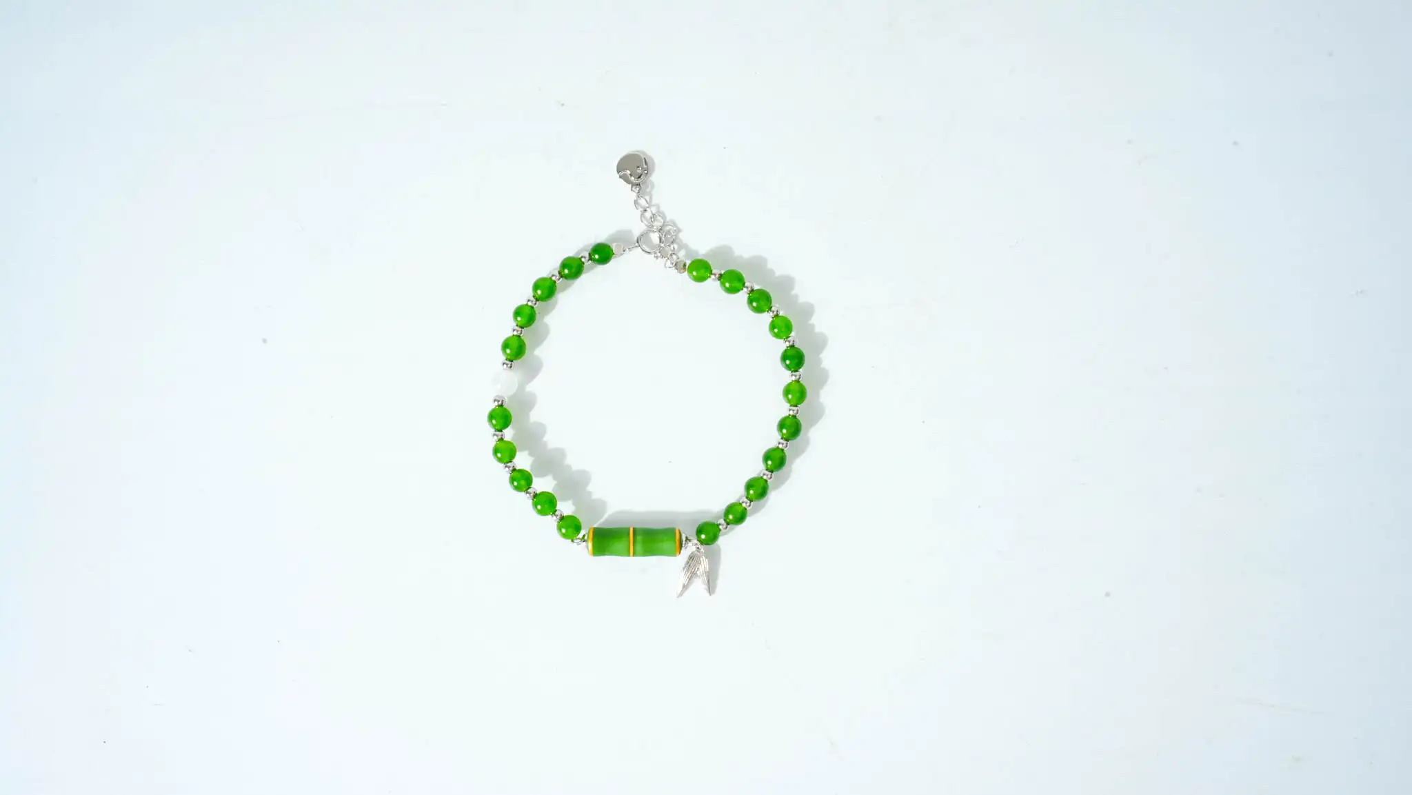 Green Bamboo Beaded Bracelet