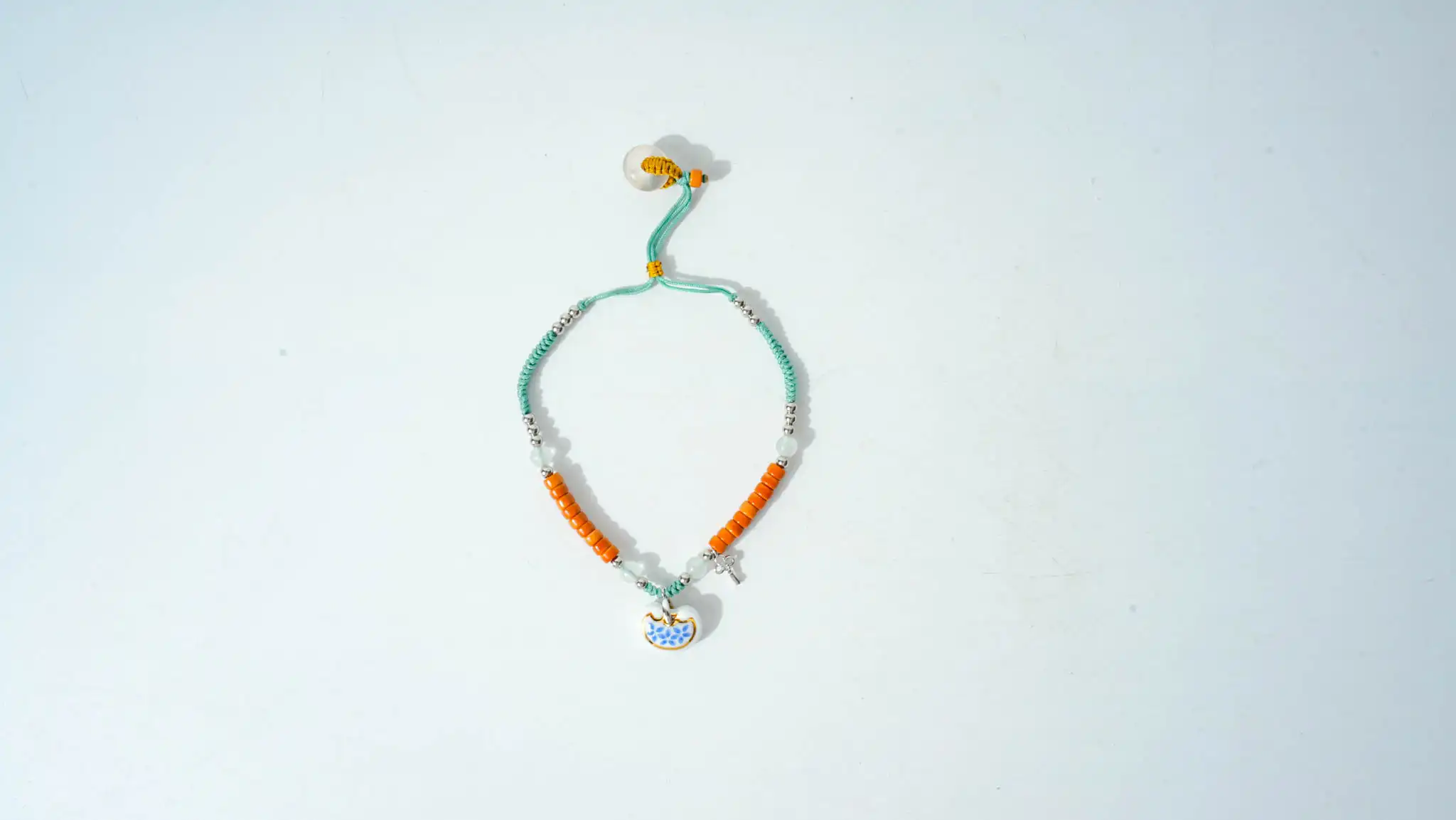 Blue & White Floral Ruyi Lock Bracelet