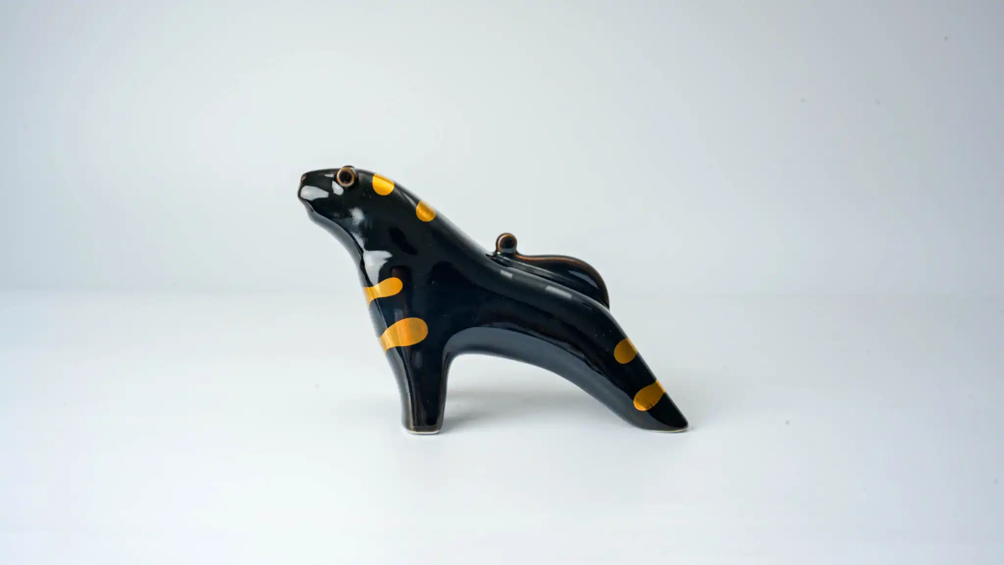 Ready to Pounce Small Ceramic Tiger Figurine Black