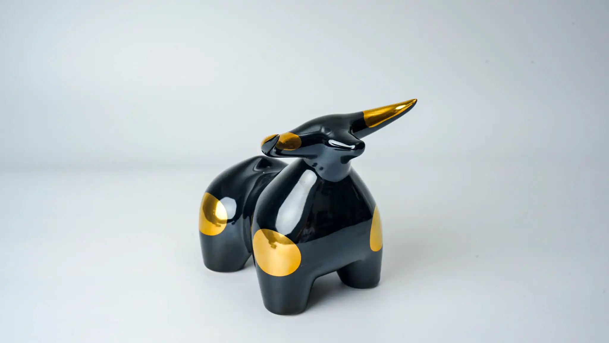 Male Ox Ceramic Figurine Black