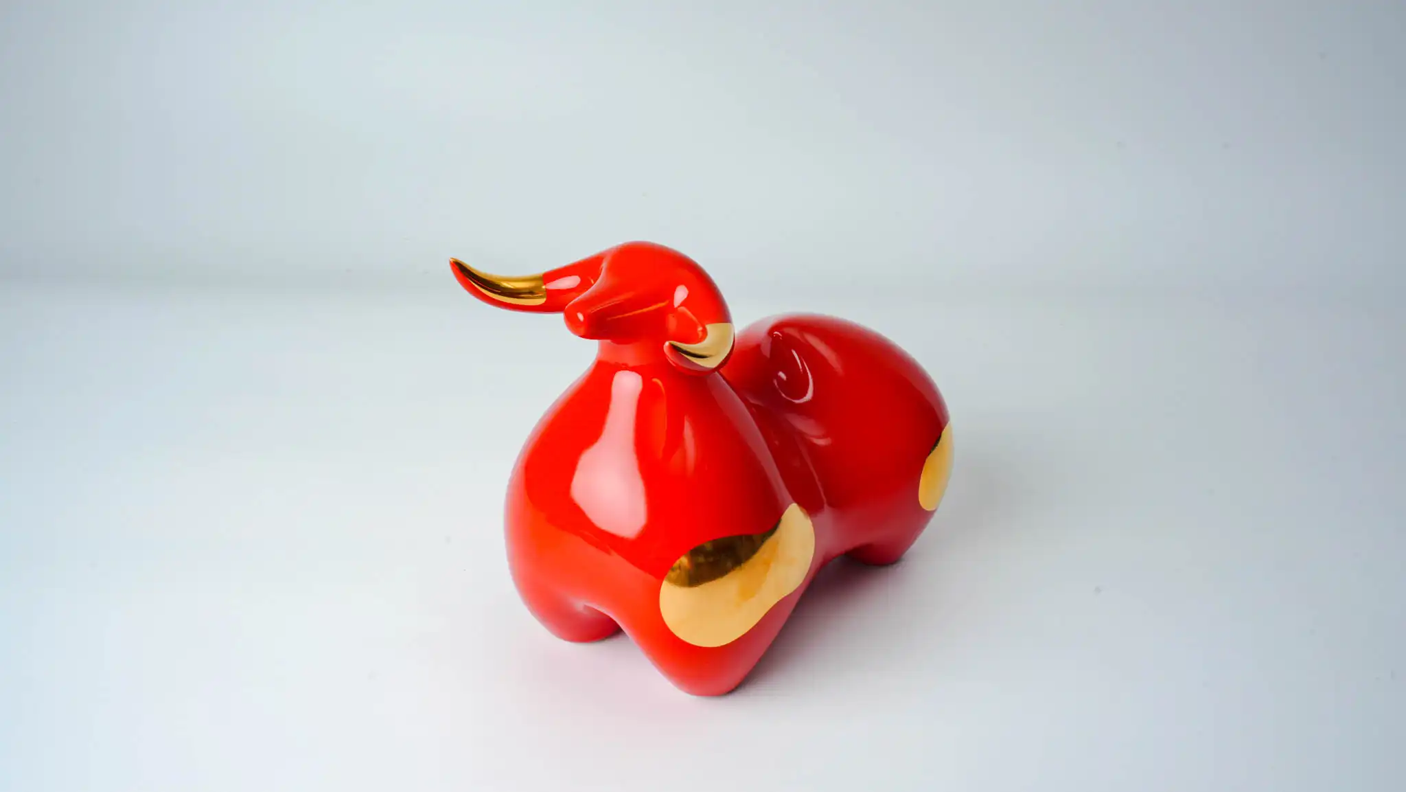 Female Ox Ceramic Figurine Red