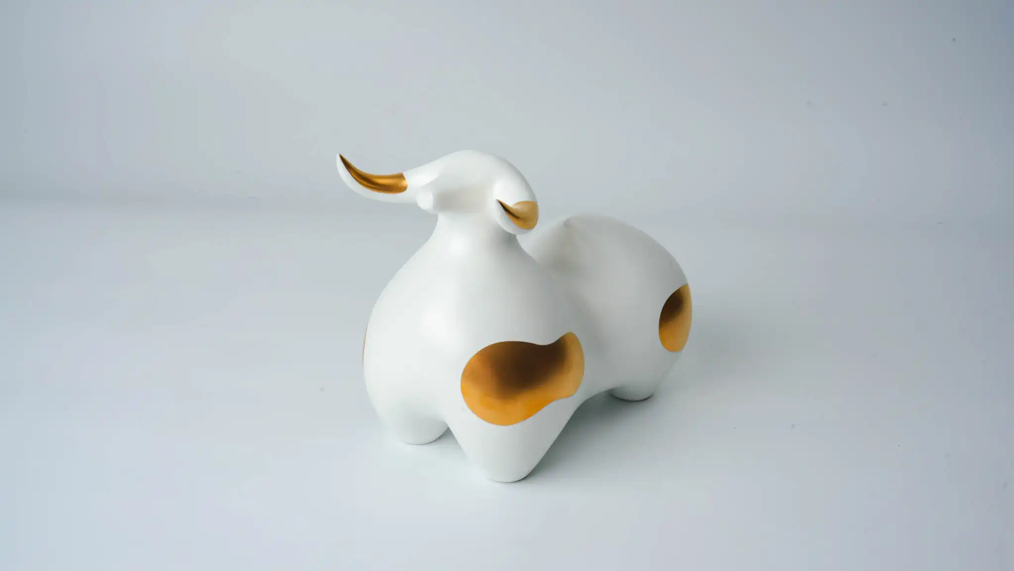 Female Ox Ceramic Figurine White