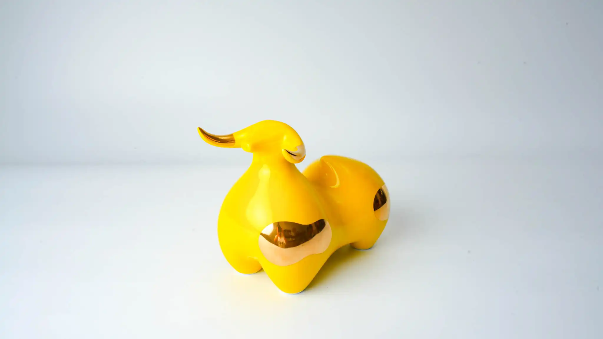Female Ox Ceramic Figurine Yellow