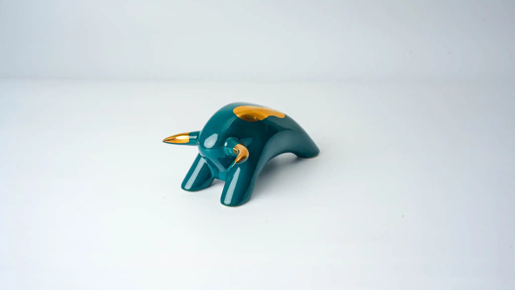 Striving Ox Ceramic Figurine Yellow