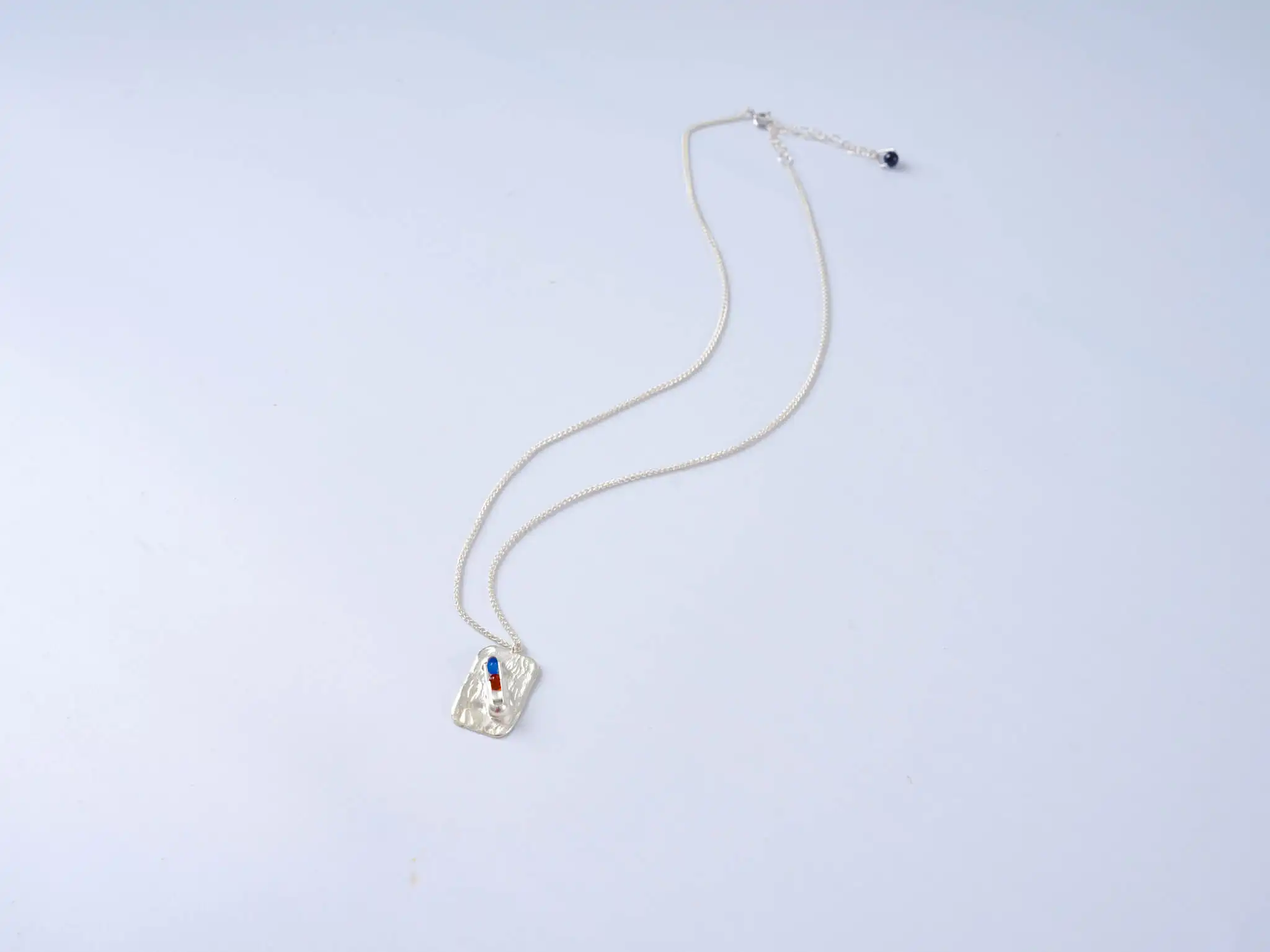 Square Agate Bead Sterling Silver Pendant