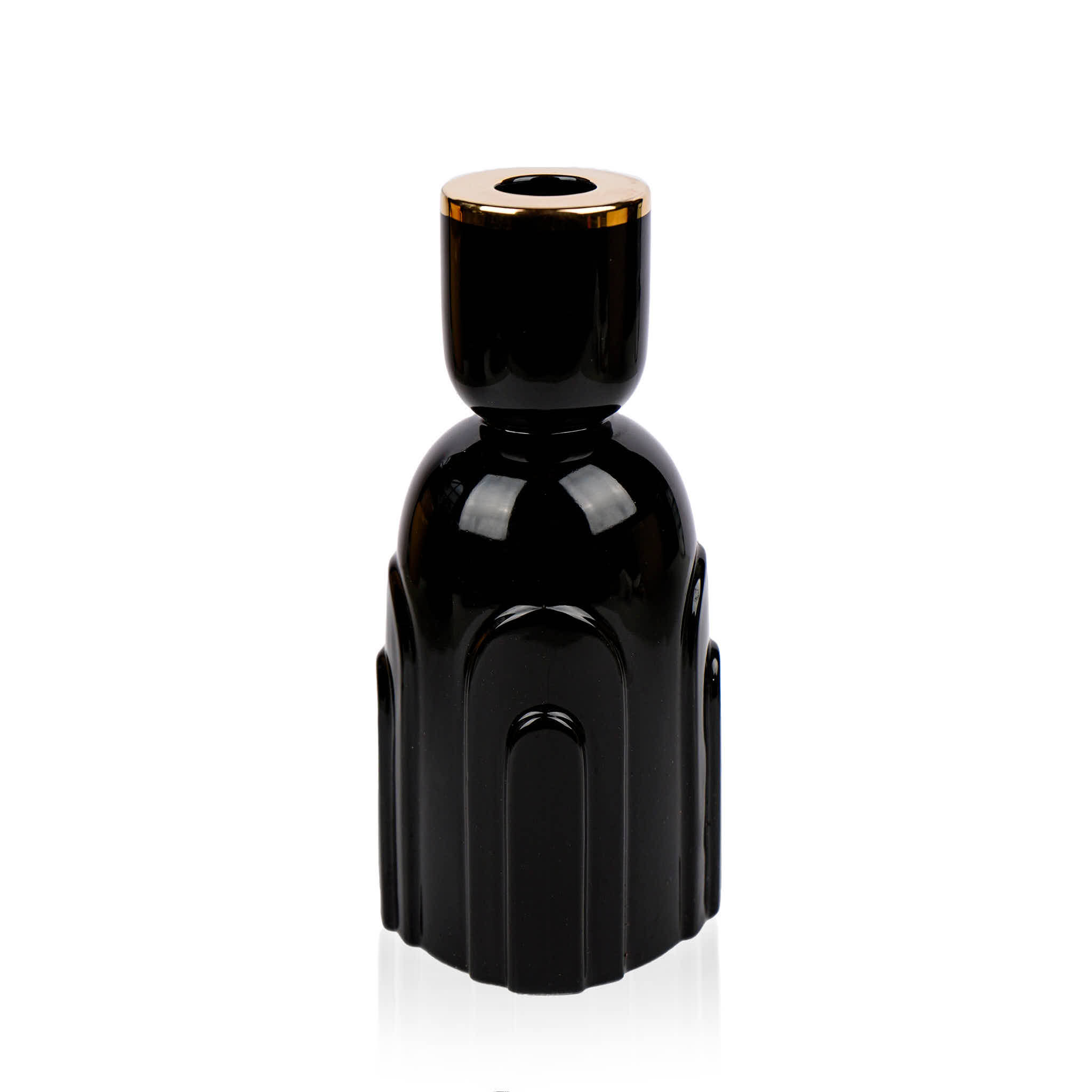 Black Ceramic Candle Holder L