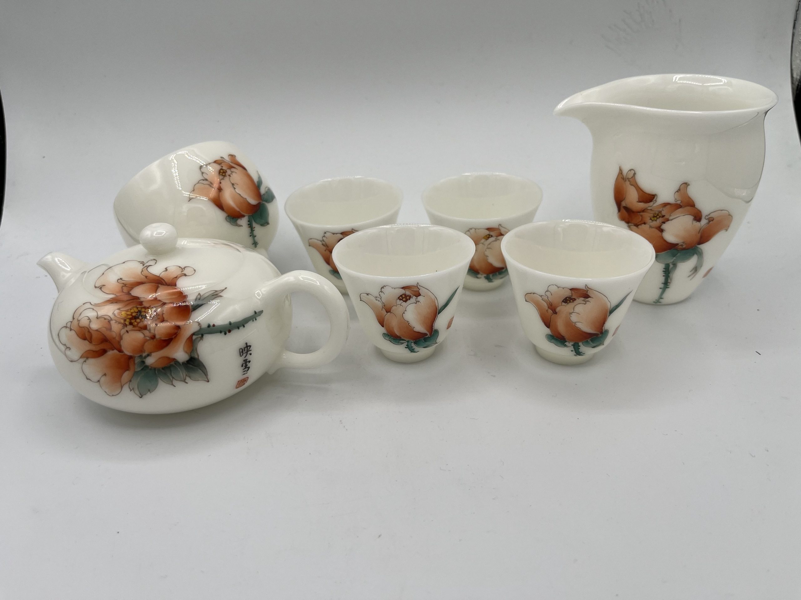 White Porcelain Hand-painted Tea Set