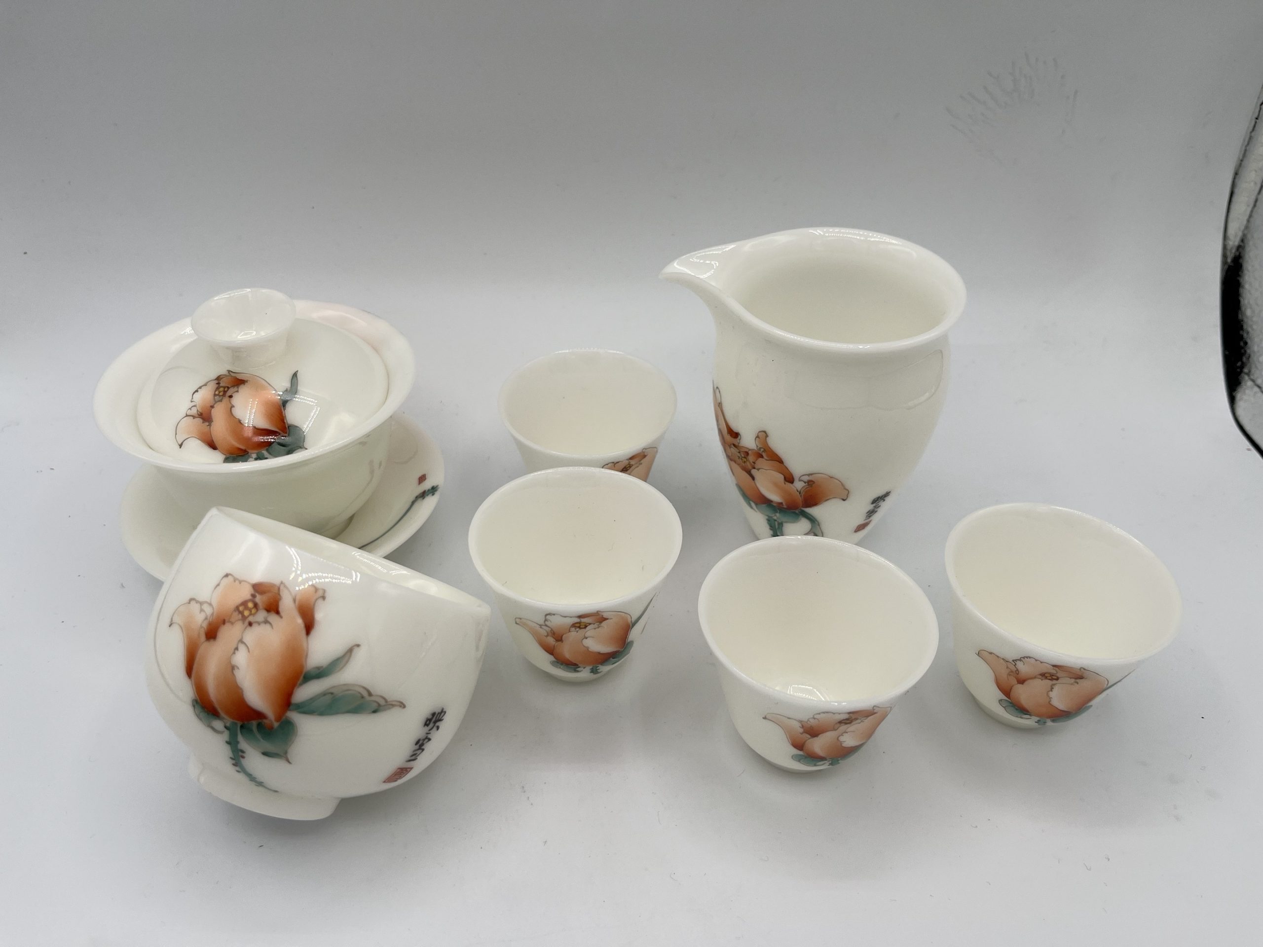 White Porcelain Hand-painted Tea Set