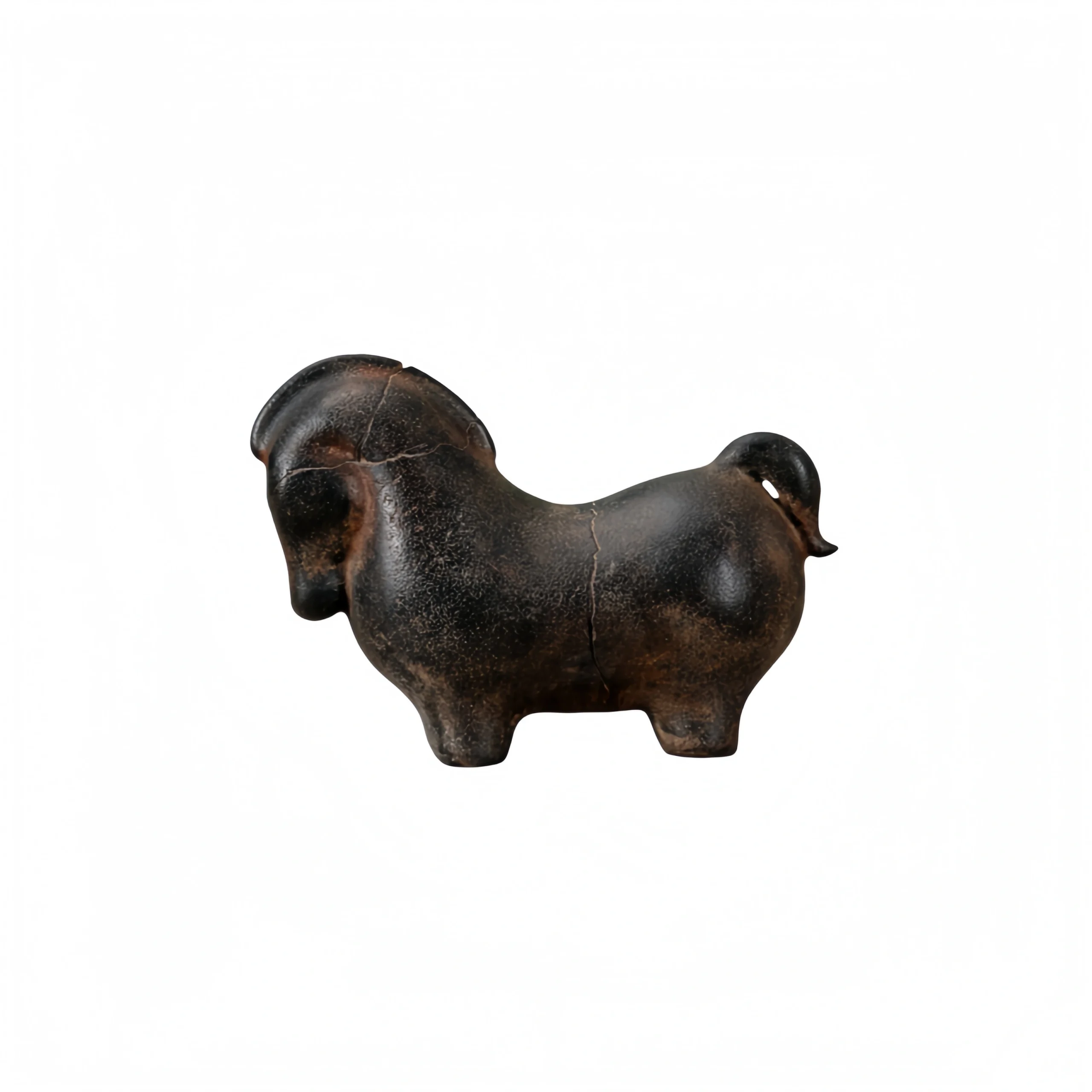 Black Bowing Abstract Horse Figurine
