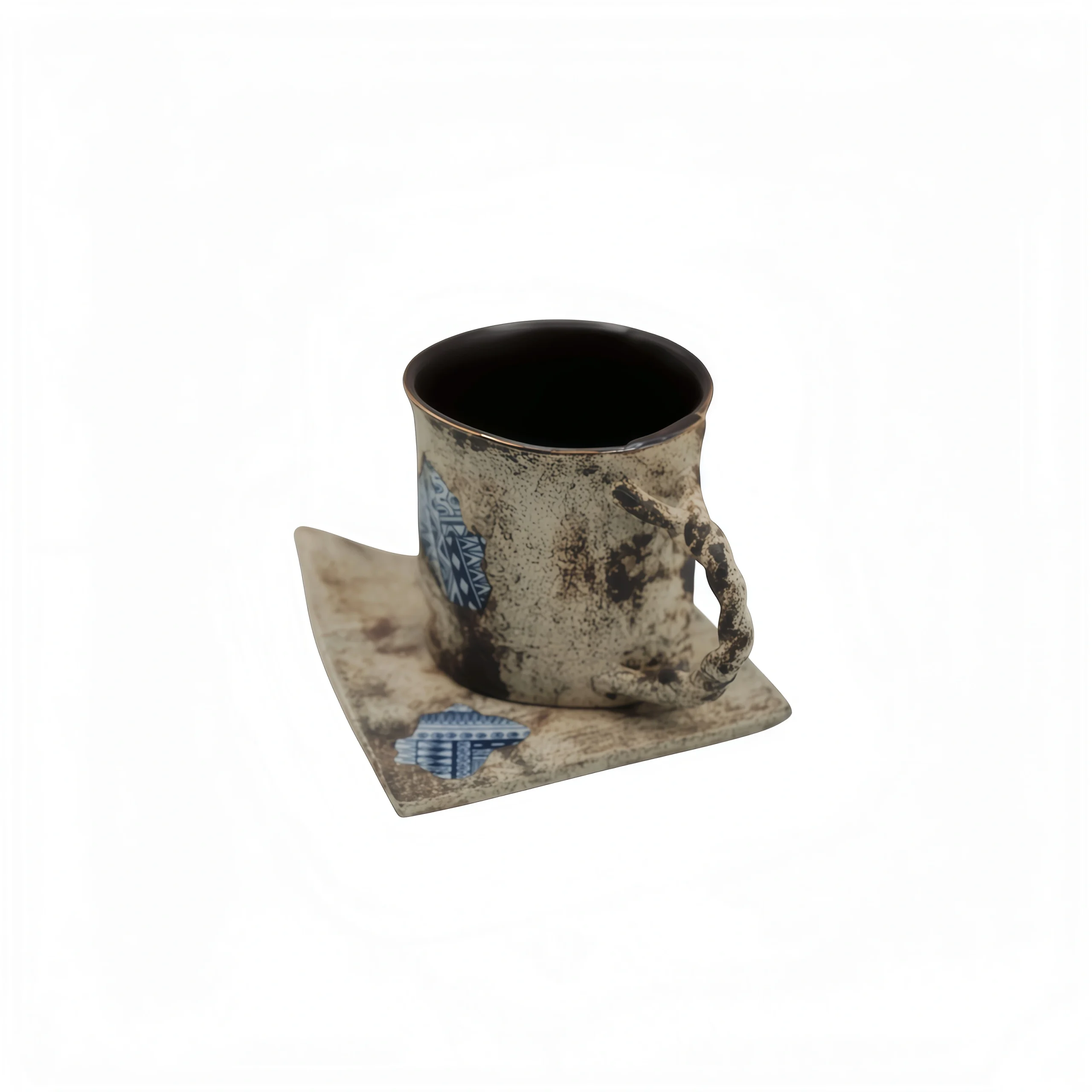 Clay Slab Curved Handle Coffee Mug