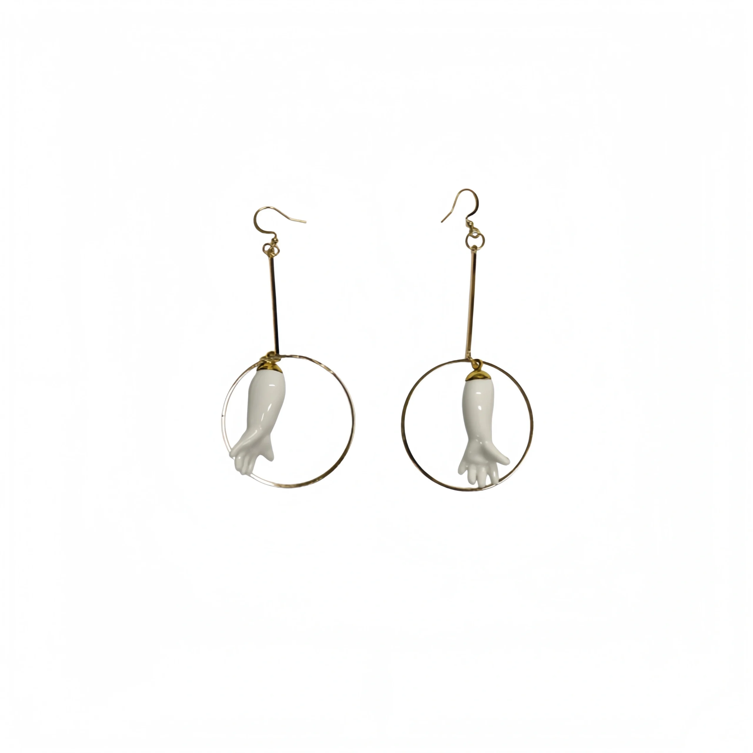 Ceramic Chubby Hand Hoop Earrings