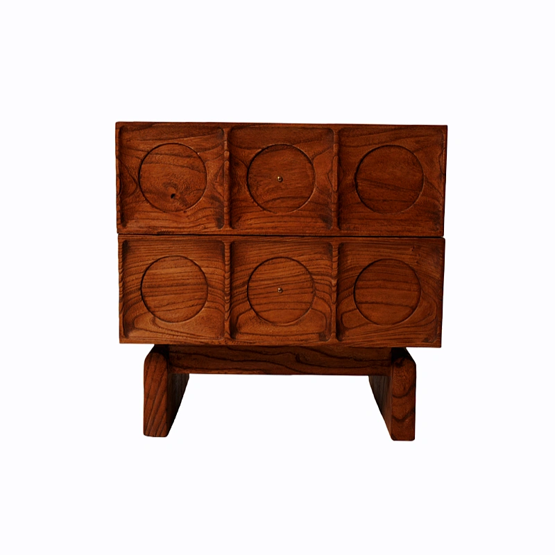 Elm Wood Two-Drawer Small Cabinet
