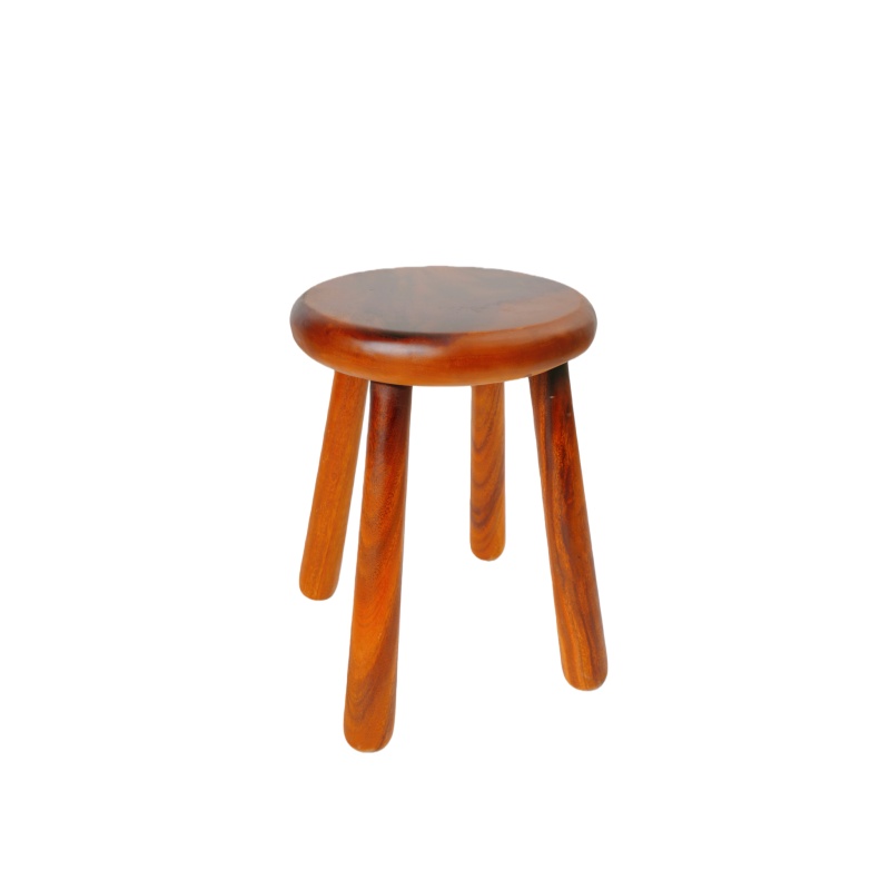 Walnut High Round Stool
