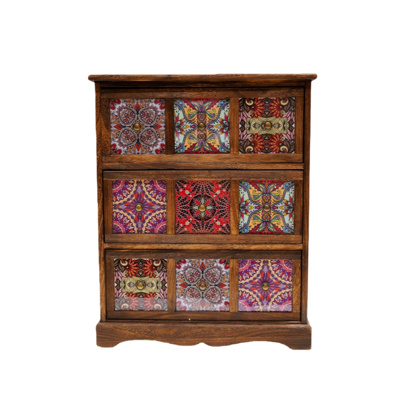 Burnt Wood 3-Tier Cabinet