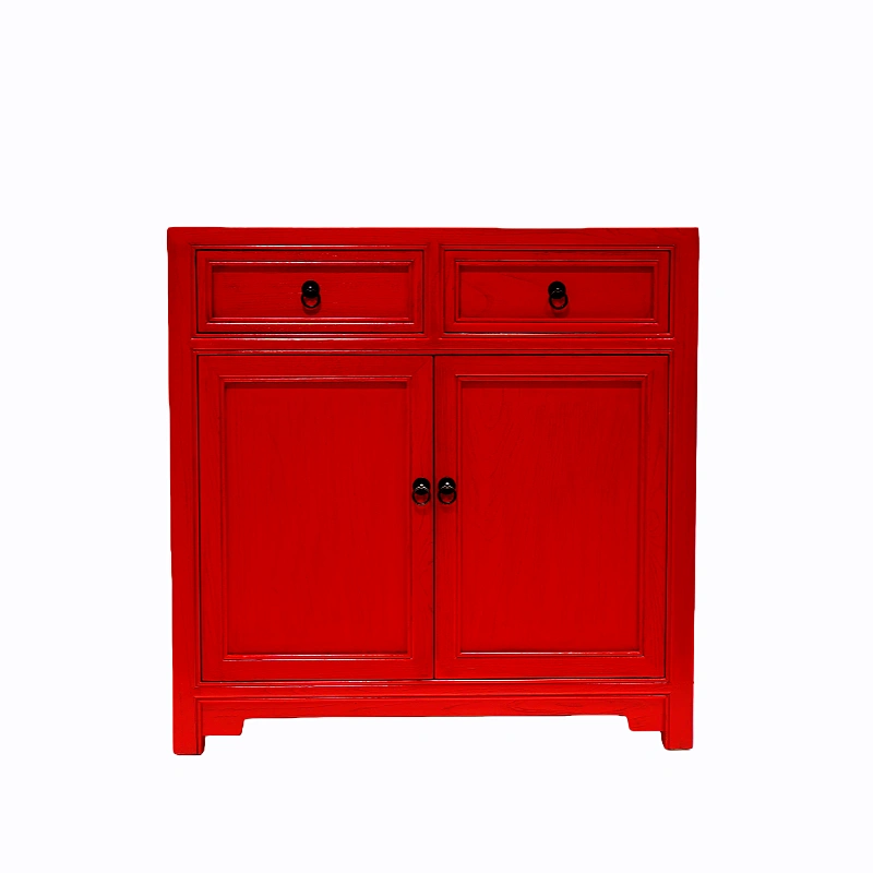 Two-Door Two-Drawer Side Cabinet - Red