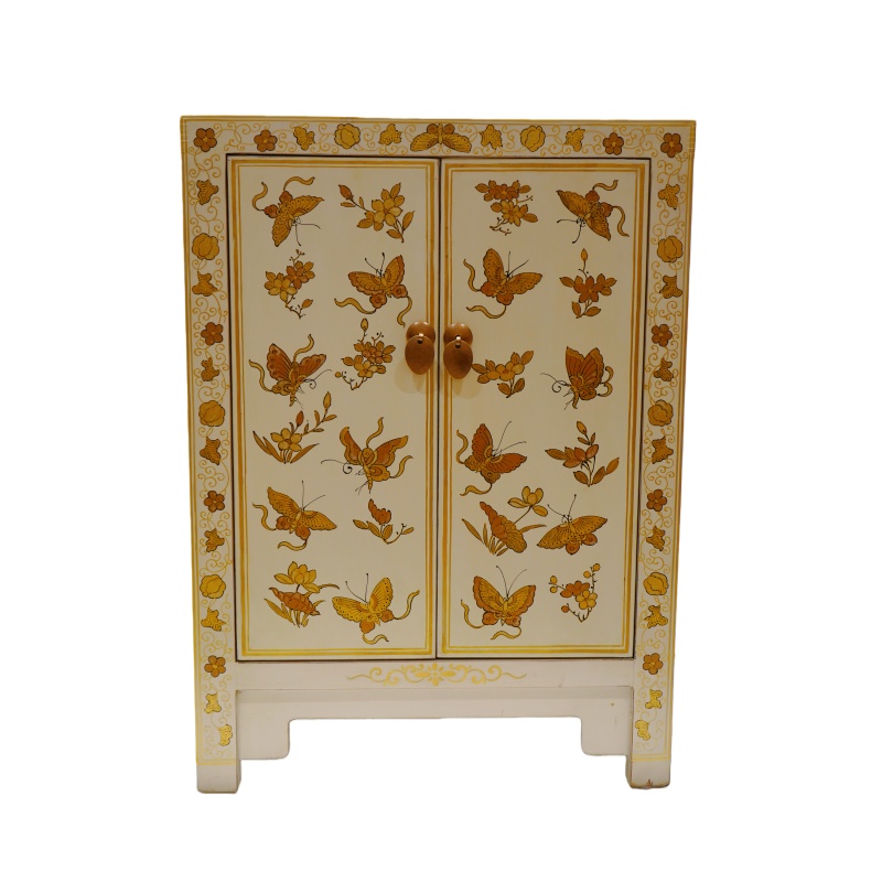 Two-Door Carved Cabinet - Off White