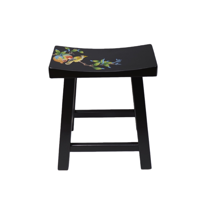 Carved Saddle Stool - Black