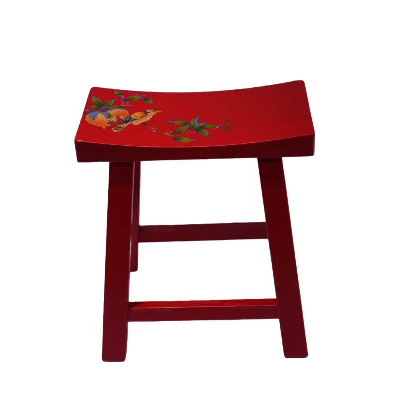 Carved Saddle Stool - Red