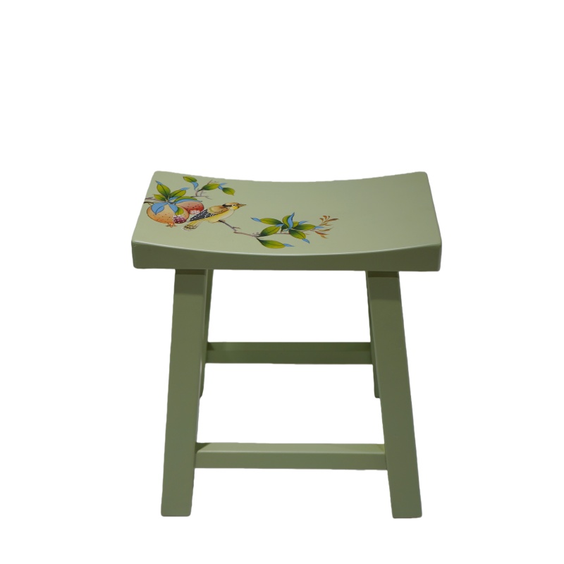 Carved Saddle Stool - Green