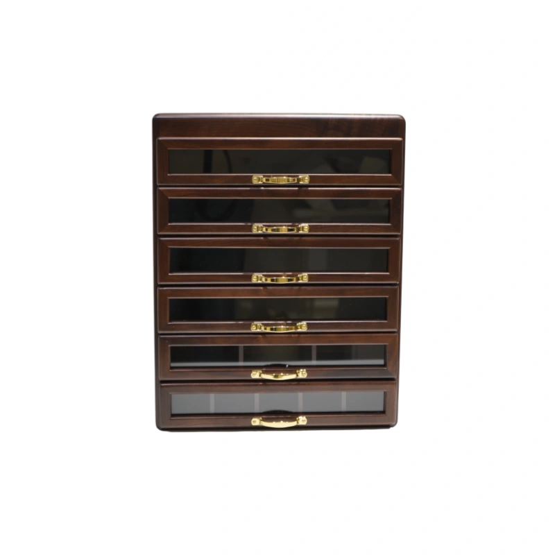 Walnut 6-Drawer Storage Cabinet