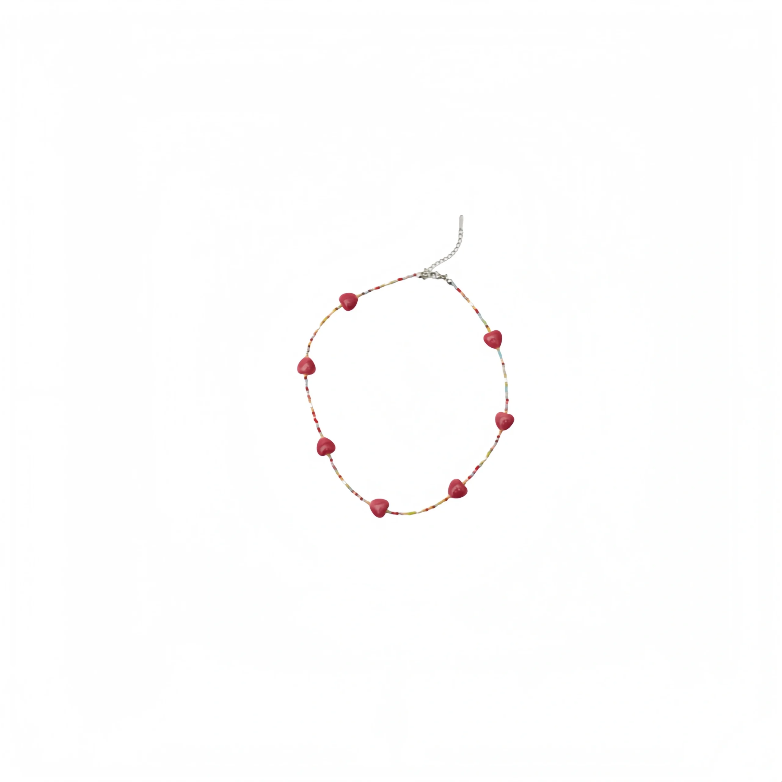 Heart beaded necklace (red)