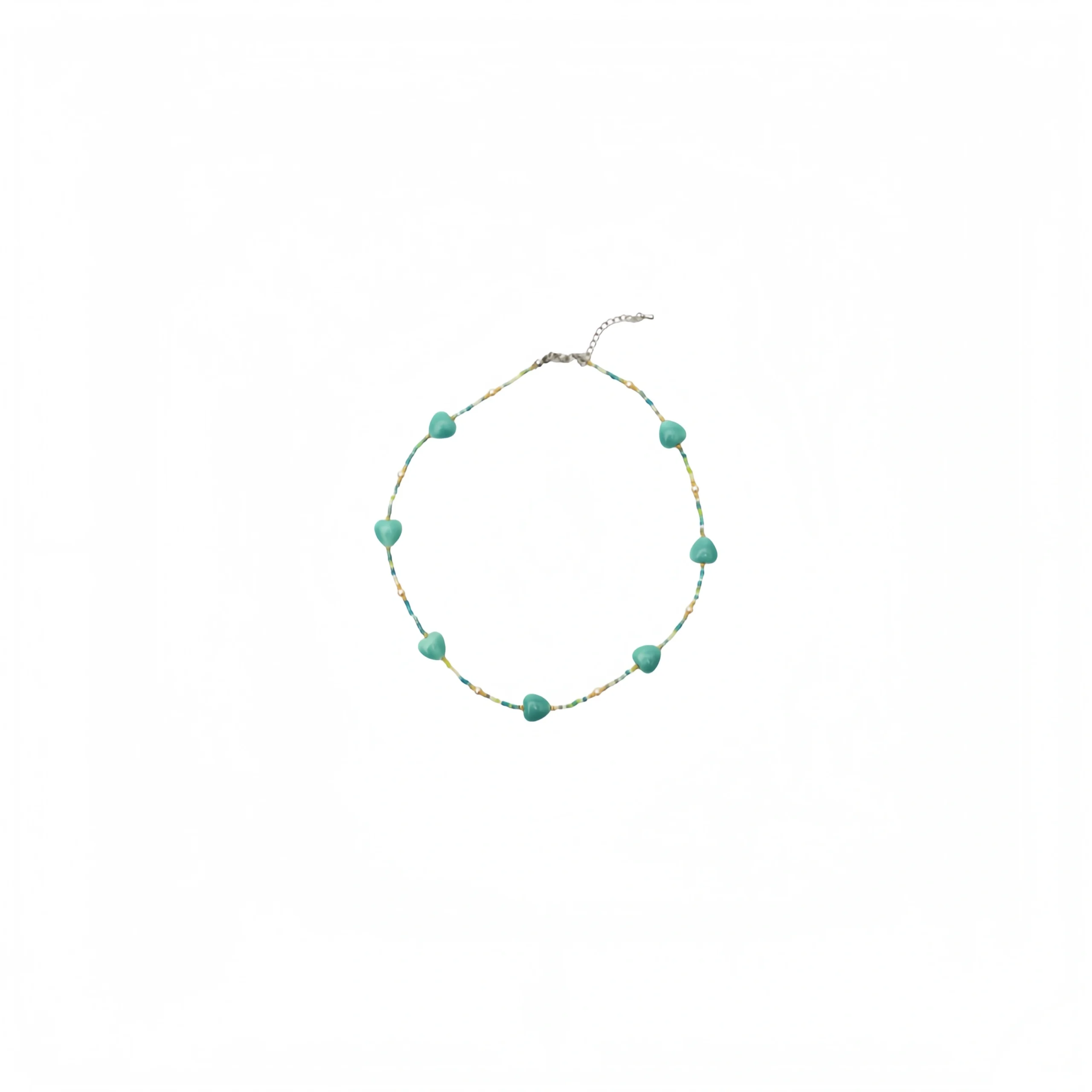 Heart beaded necklace (green)