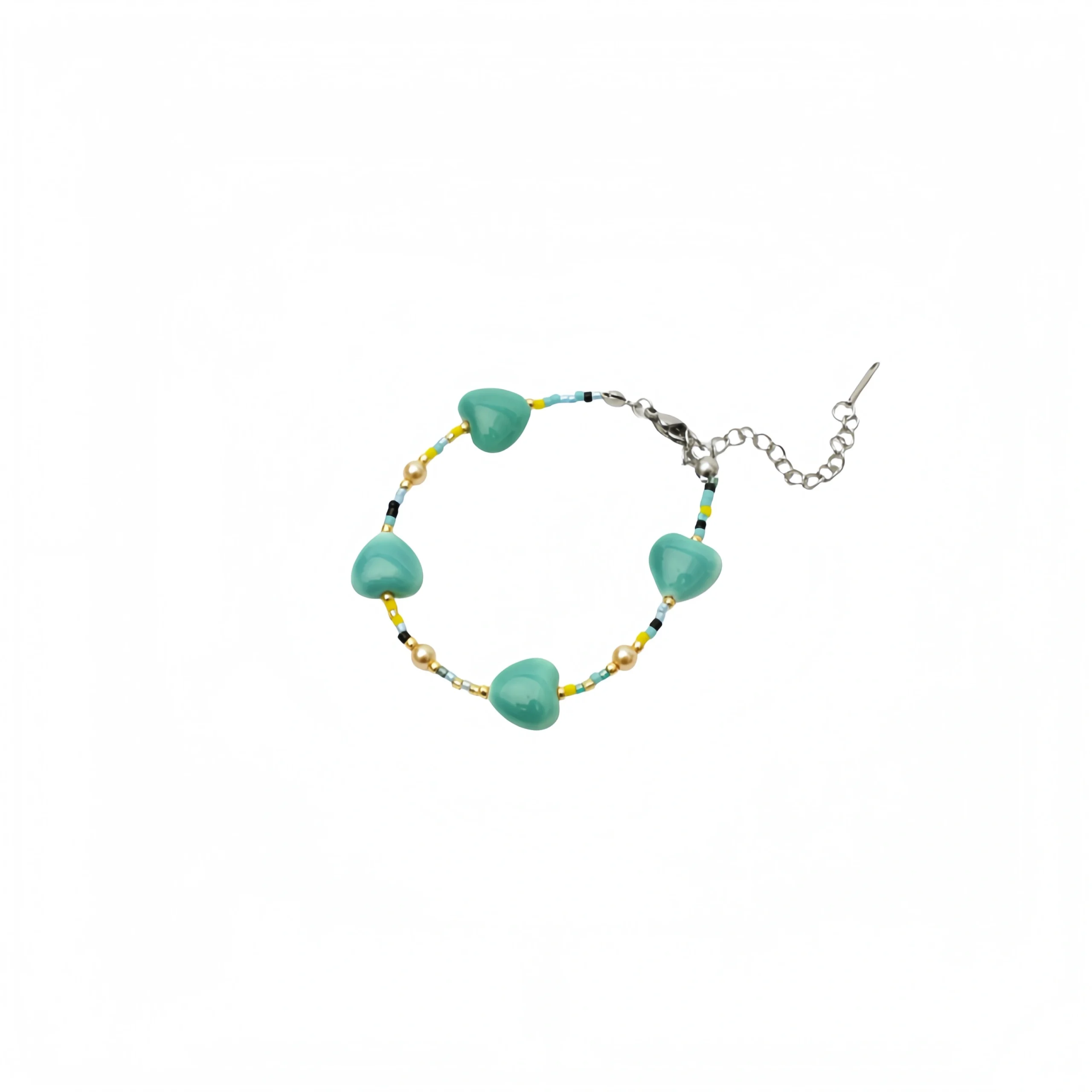 Heart beaded bracelet (green)
