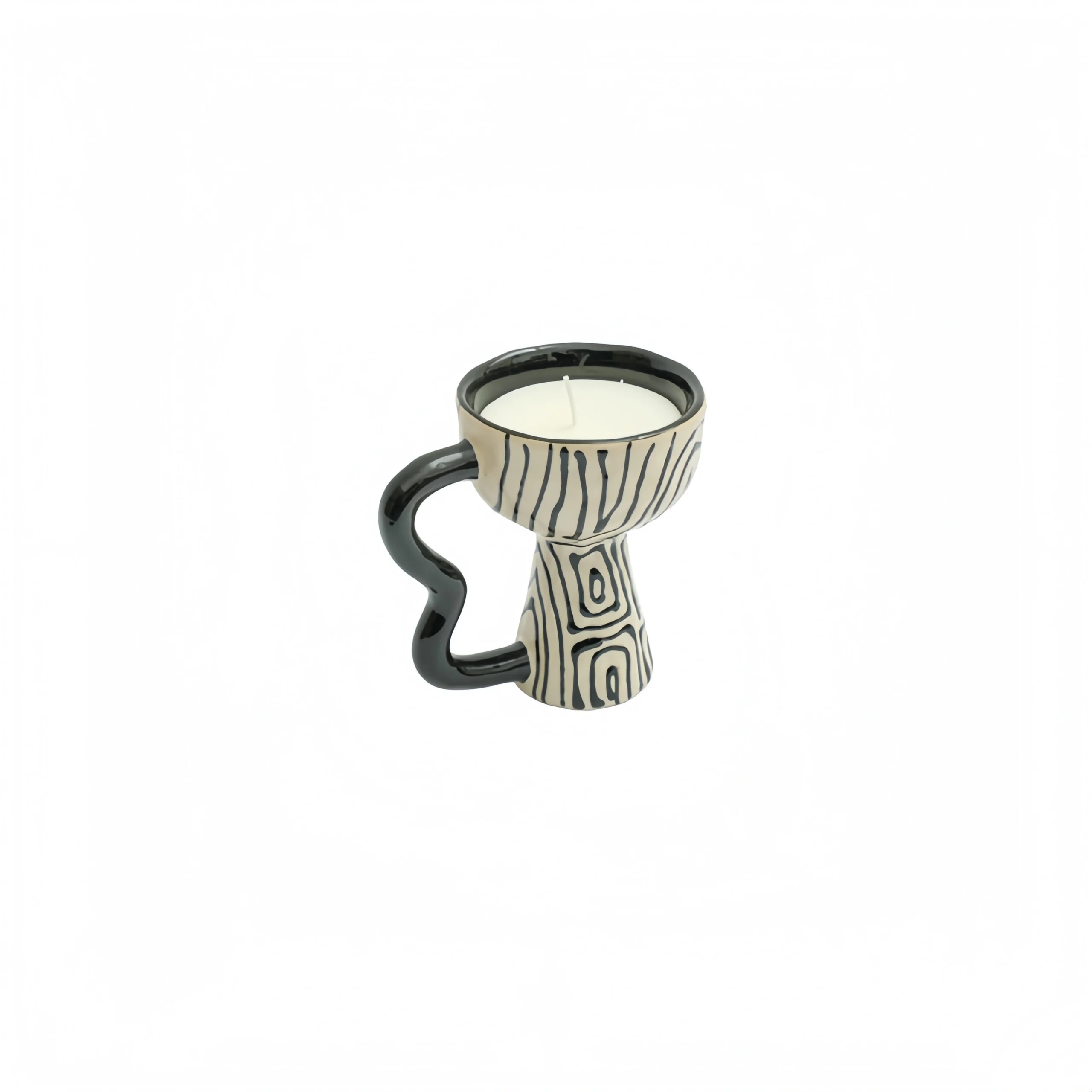 Black and White Striped Scented Candle Holder