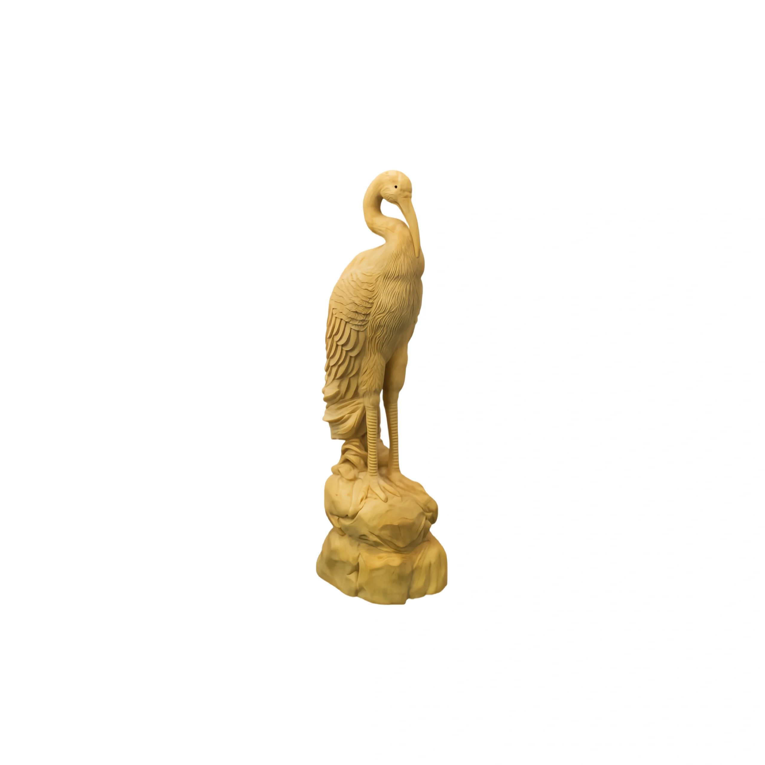 Boxwood Carved Crane Figurine