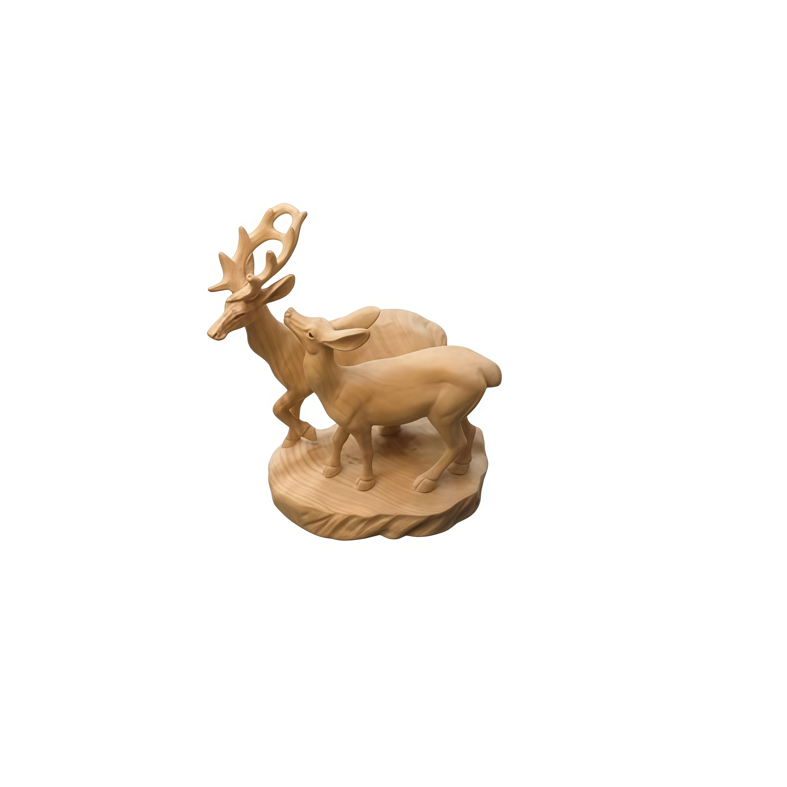 Boxwood Carved Deer Figurine