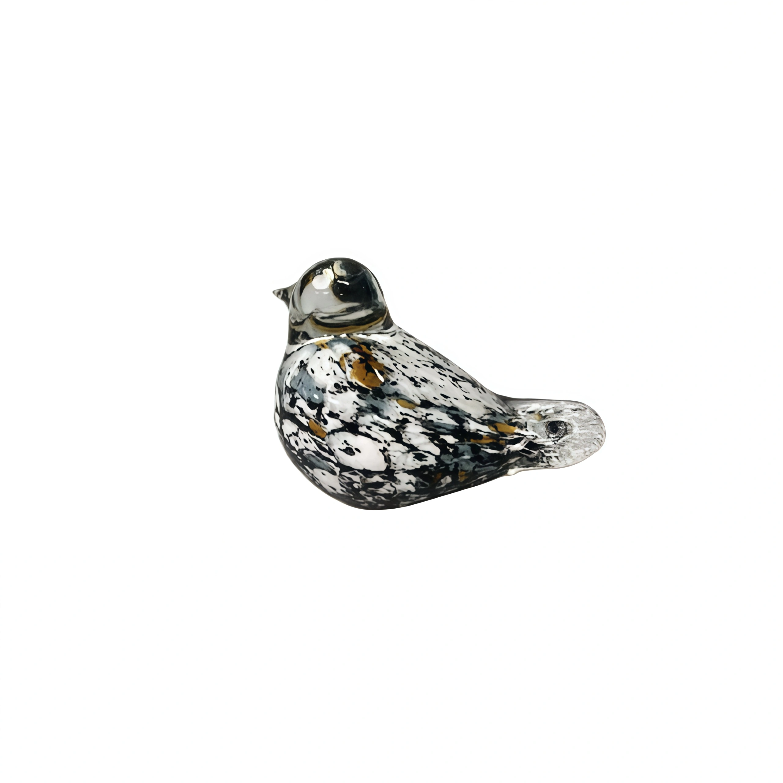 Vintage Black and White Glass Bird Figurine